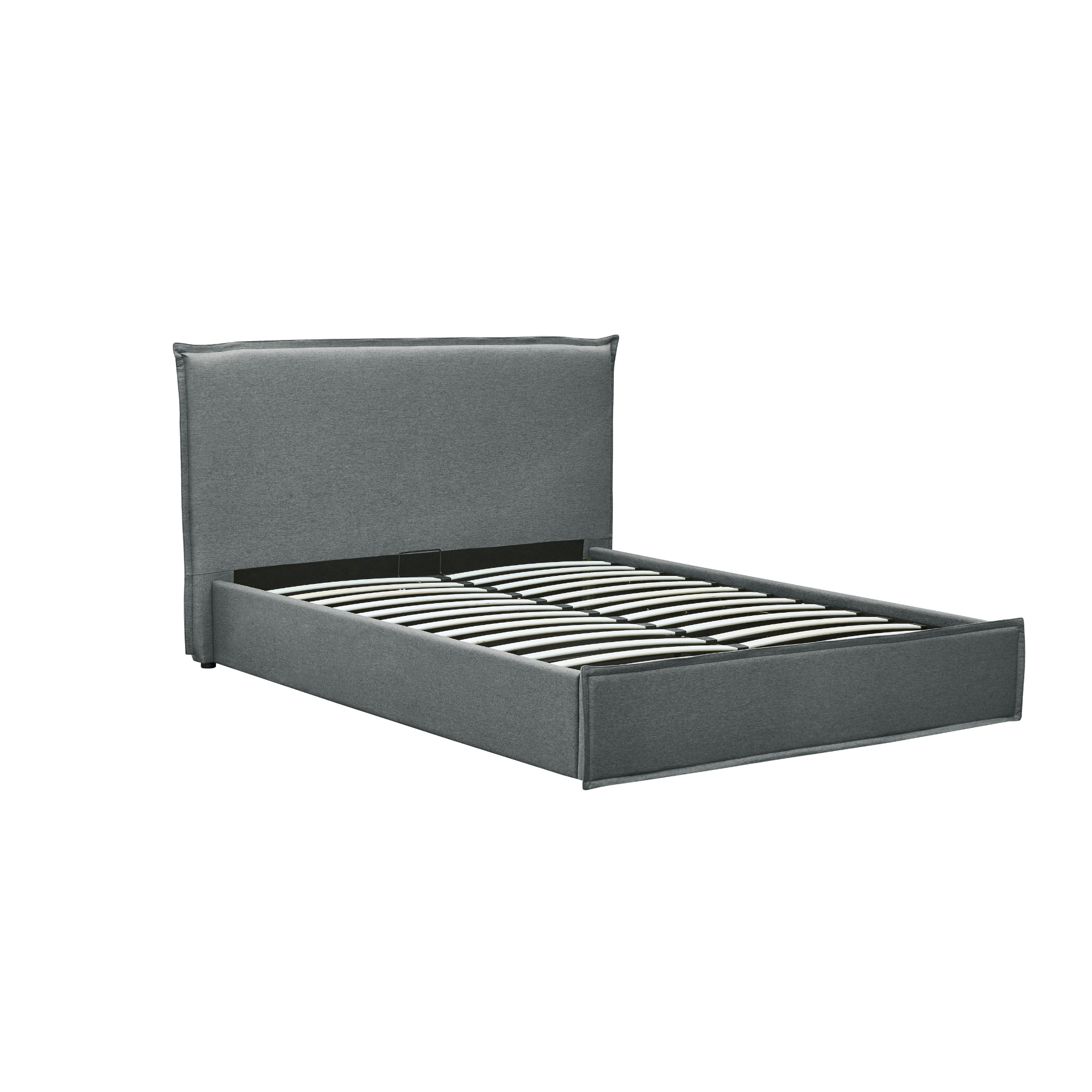 MODE Lina Fabric Gas Lift NZ Queen Bed Frame with Storage, Grey