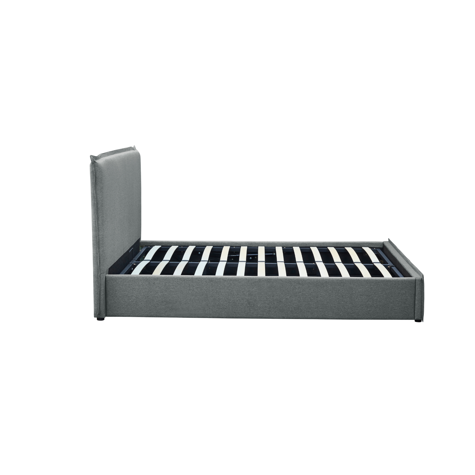 MODE Lina Fabric Gas Lift NZ Queen Bed Frame with Storage, Grey