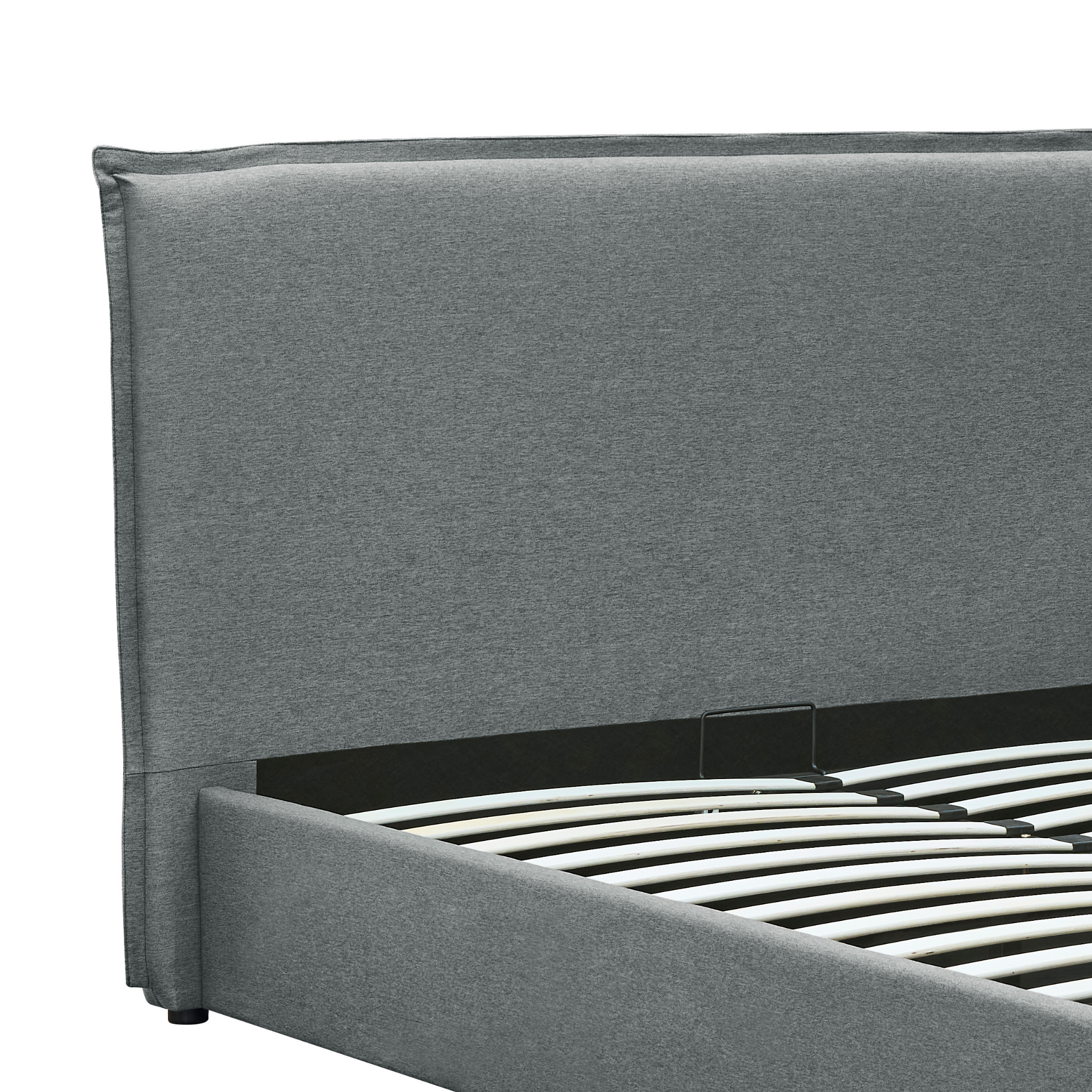 MODE Lina Fabric Gas Lift NZ Queen Bed Frame with Storage, Grey