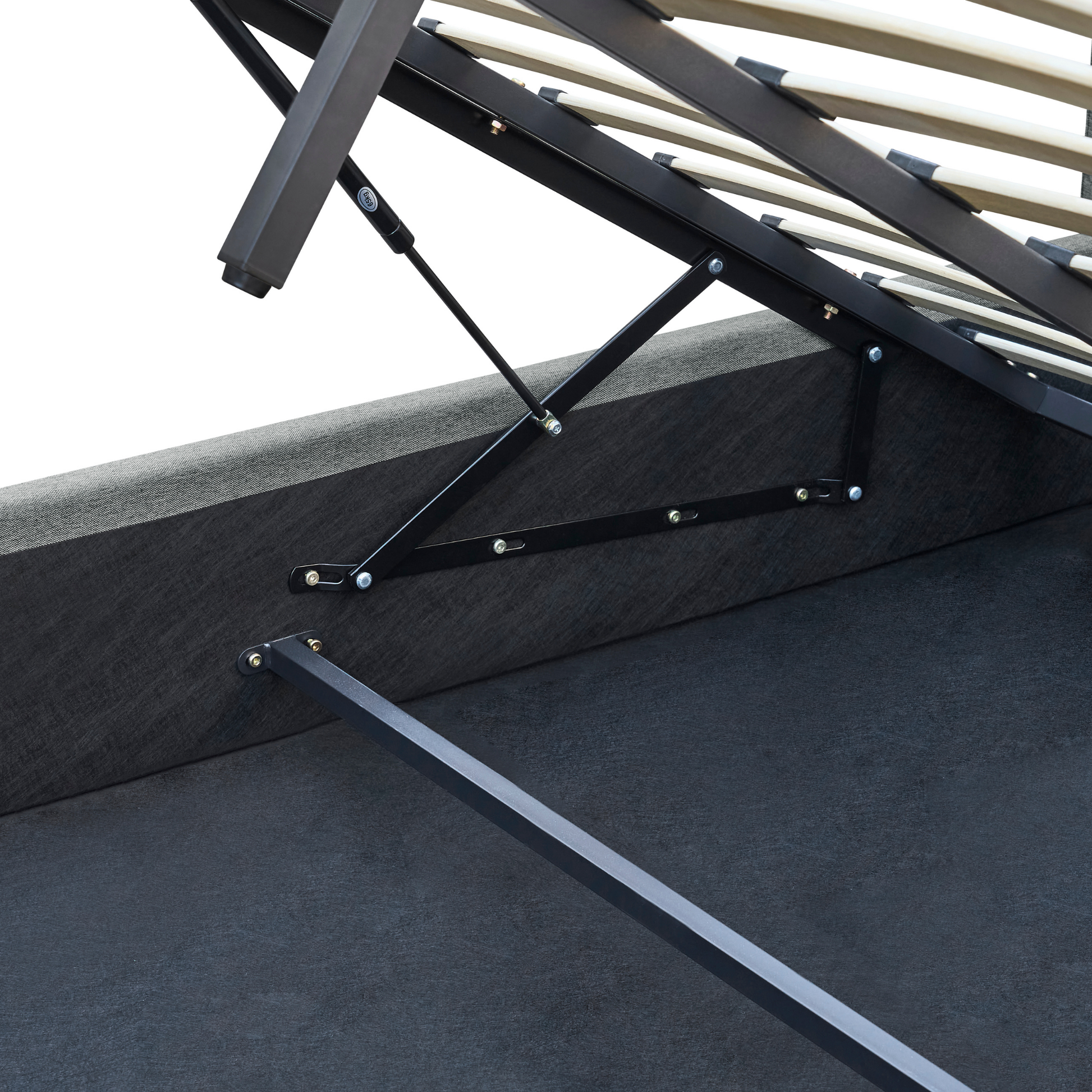 MODE Lina Fabric Gas Lift NZ Queen Bed Frame with Storage, Grey