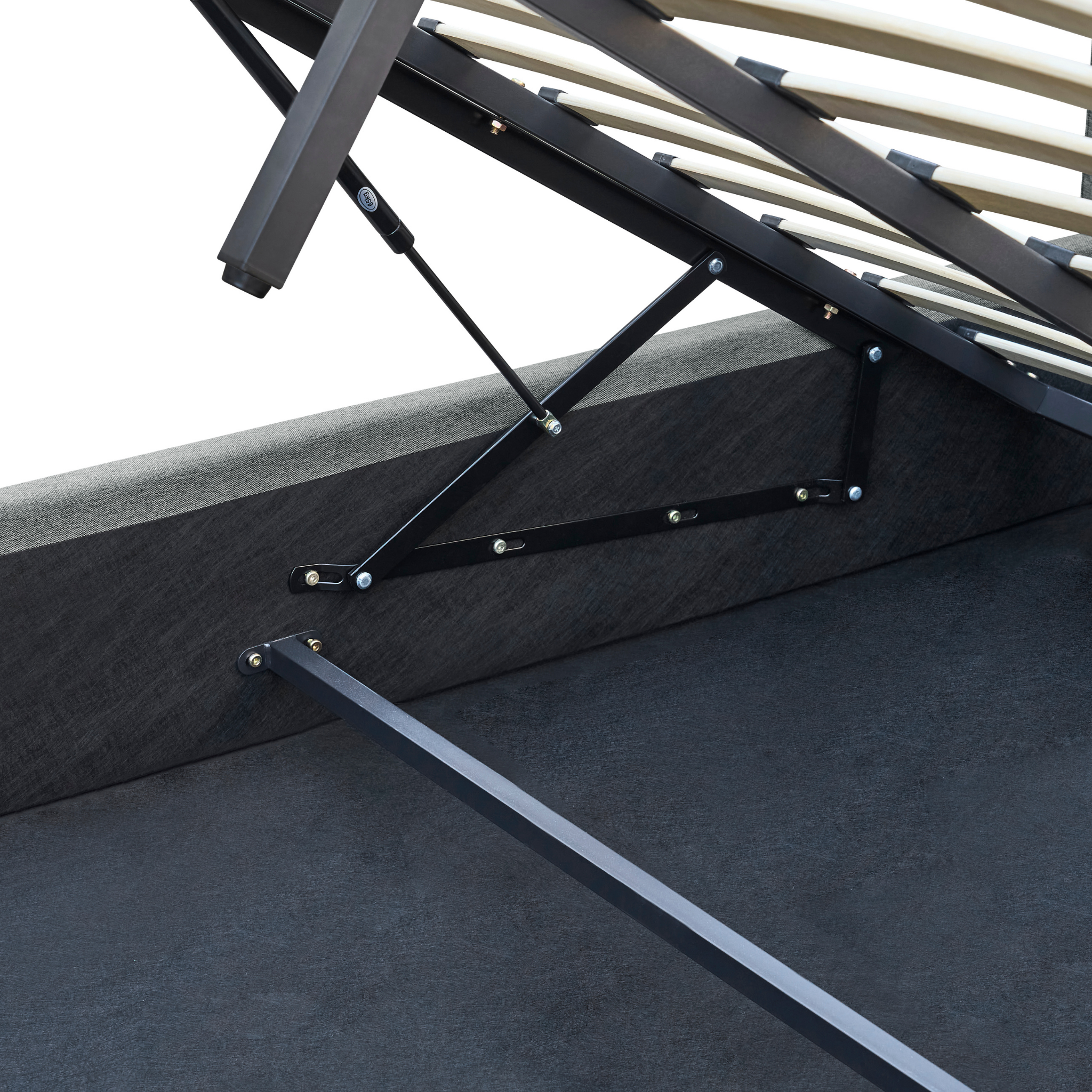 MODE Lina Fabric Gas Lift NZ Queen Bed Frame with Storage, Grey