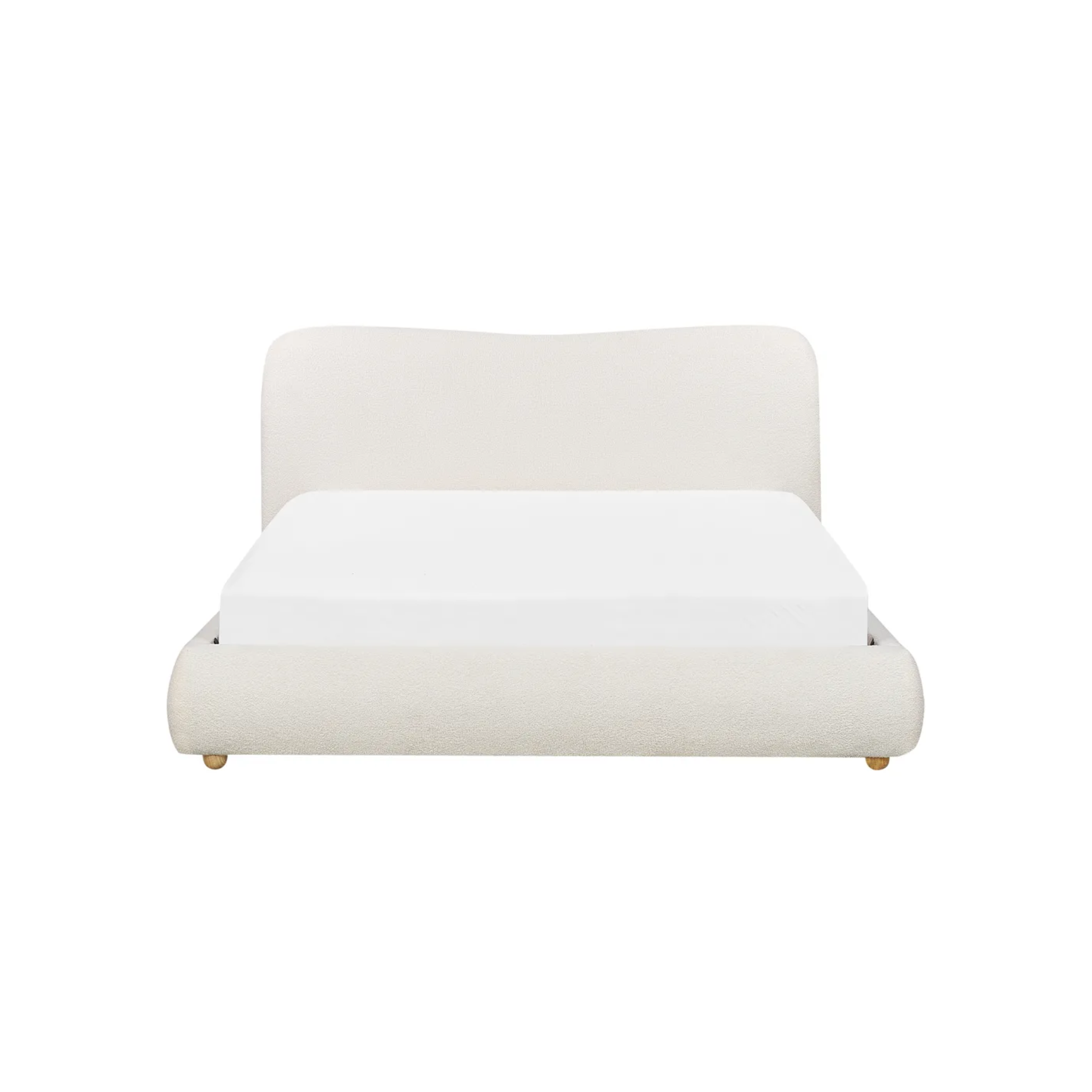 MODE Corin Fabric Gas Lift Bed Frame with Storage, Creamy White