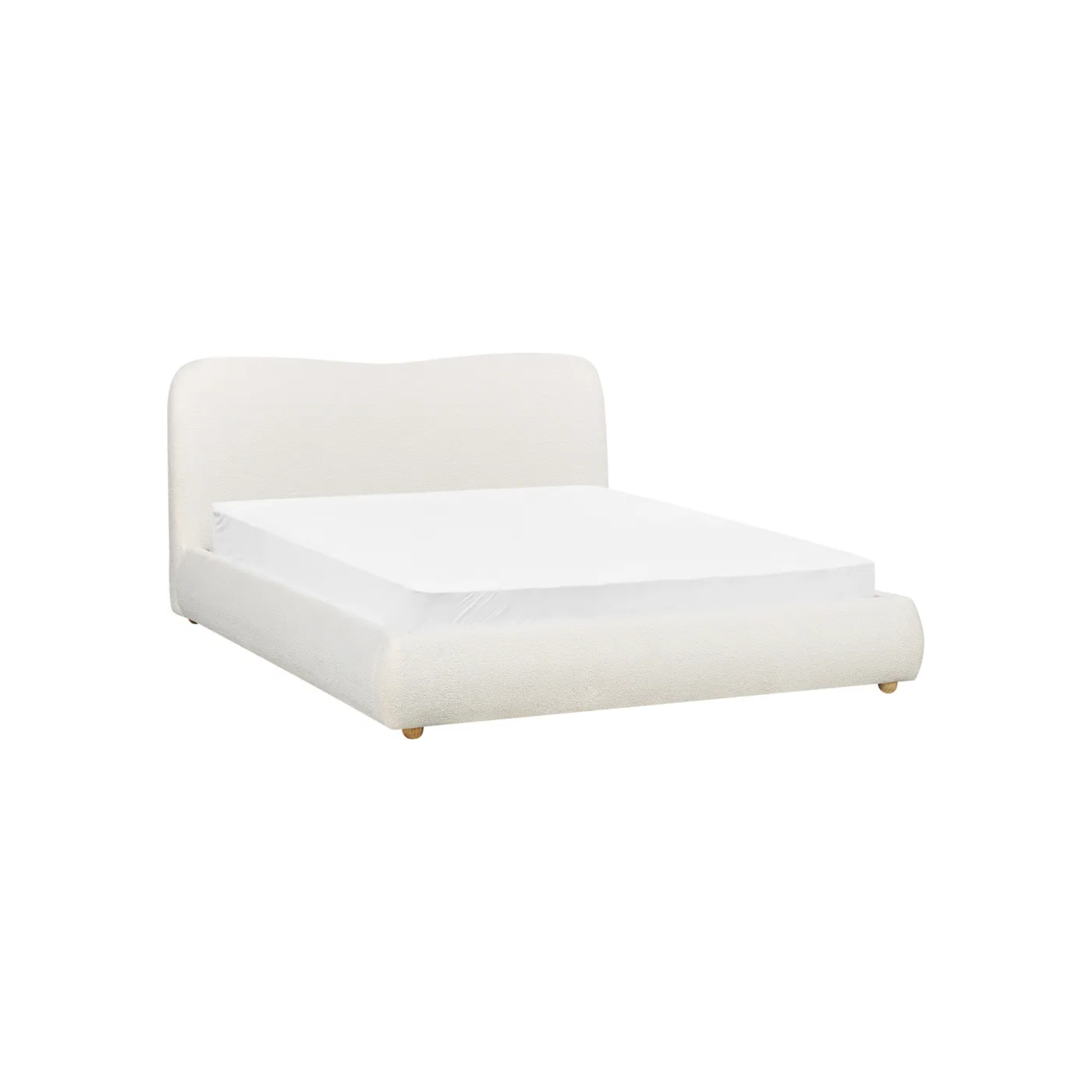MODE Corin Fabric Gas Lift Bed Frame with Storage, Creamy White