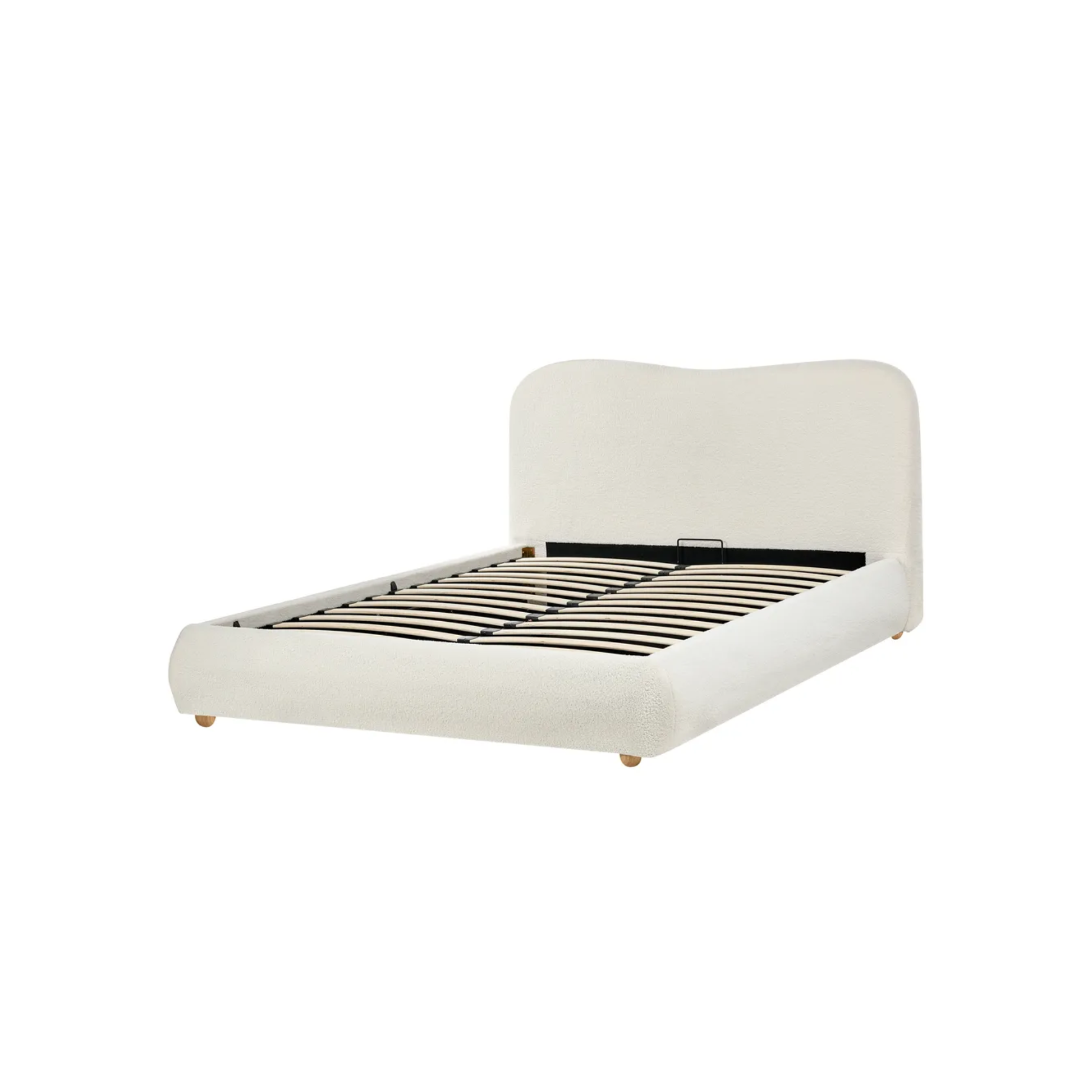 MODE Corin Fabric Gas Lift Bed Frame with Storage, Creamy White