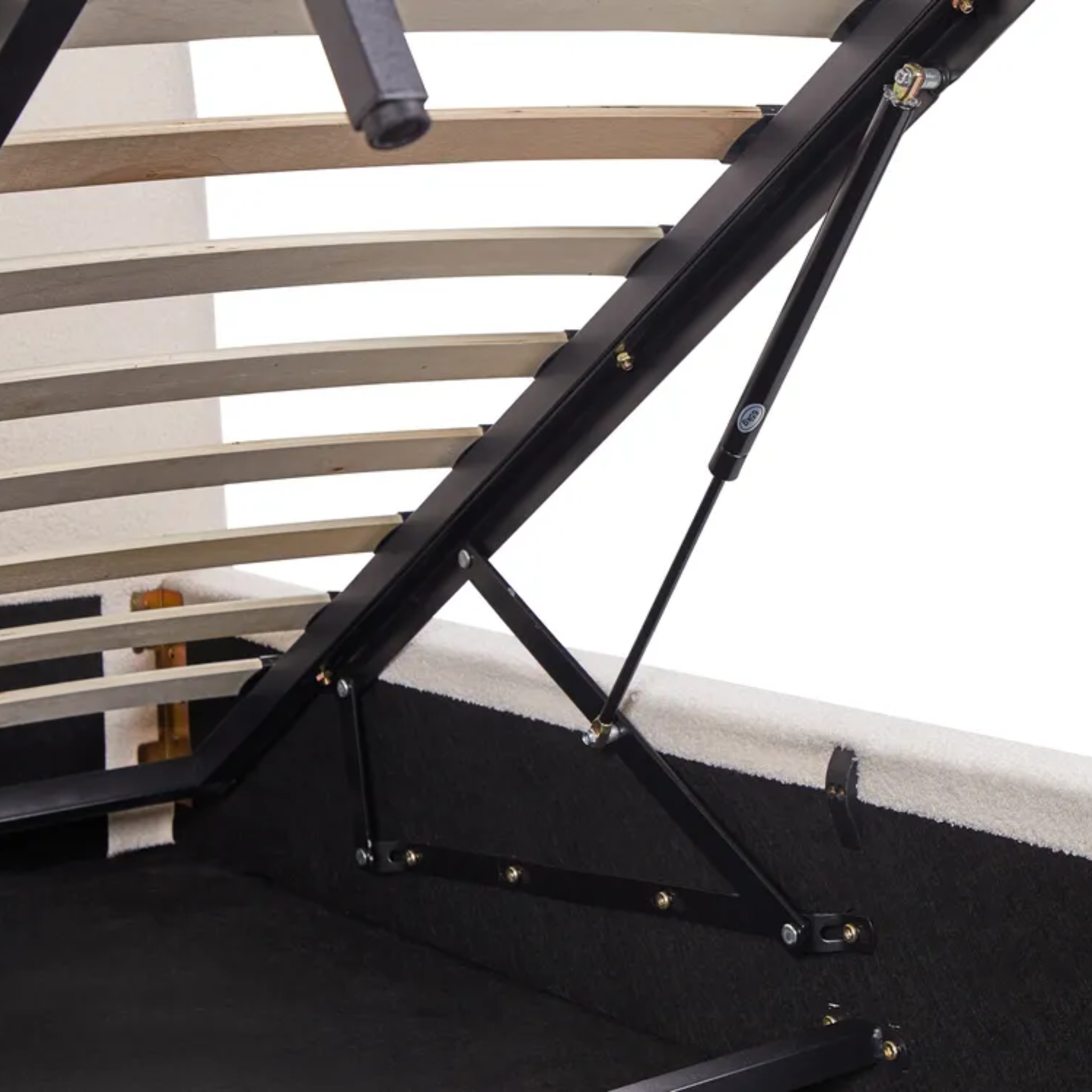 MODE Corin Fabric Gas Lift Bed Frame with Storage, Creamy White