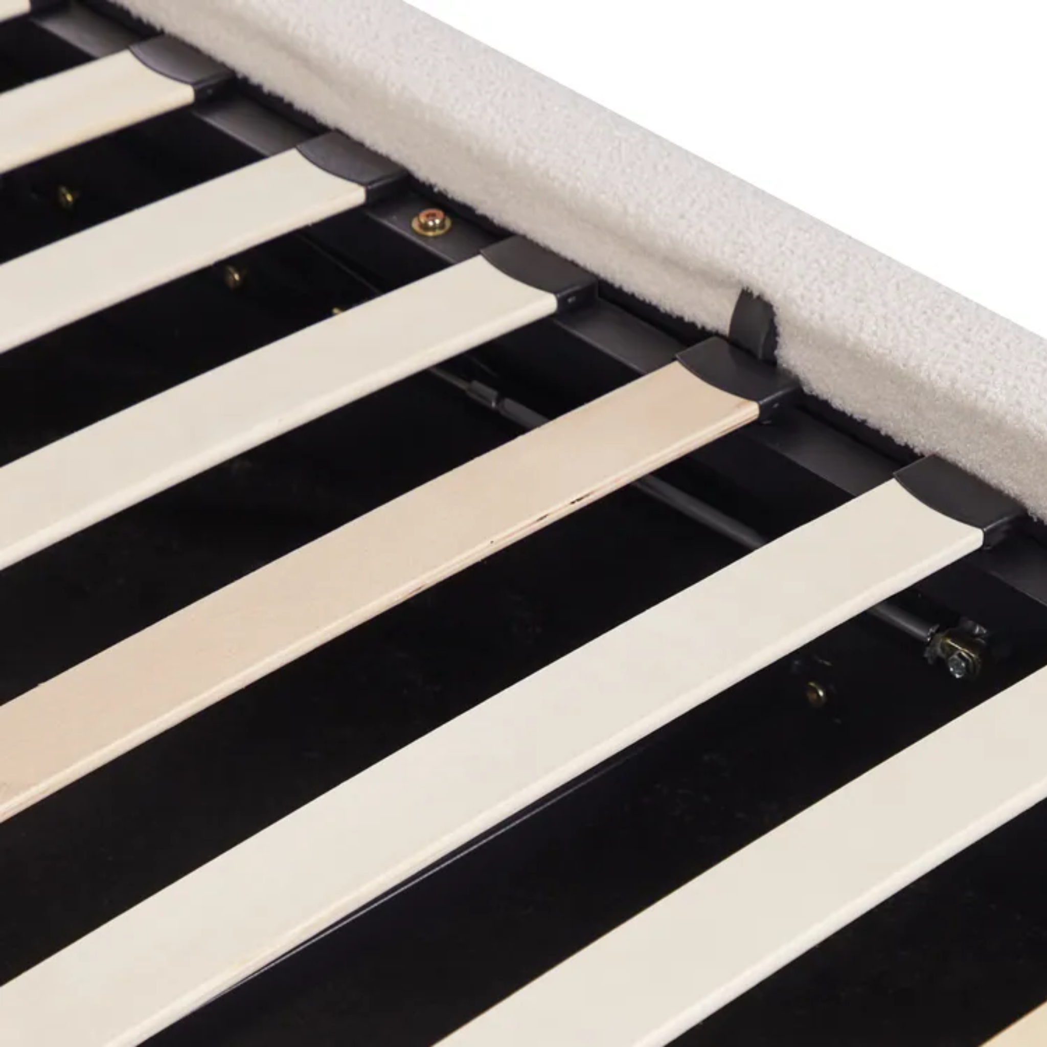 MODE Corin Fabric Gas Lift Bed Frame with Storage, Creamy White