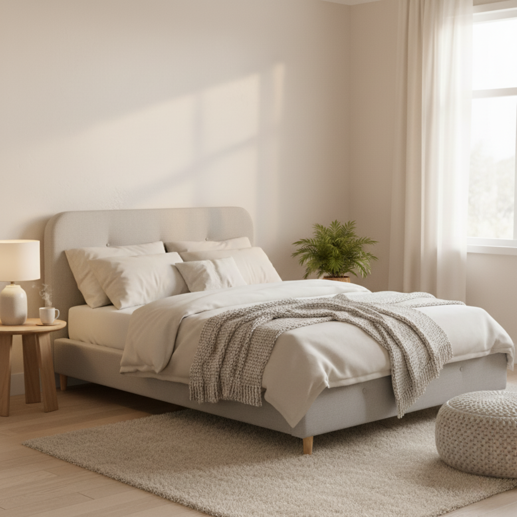 MODE Elina Fabric Bed Frame, Light Grey