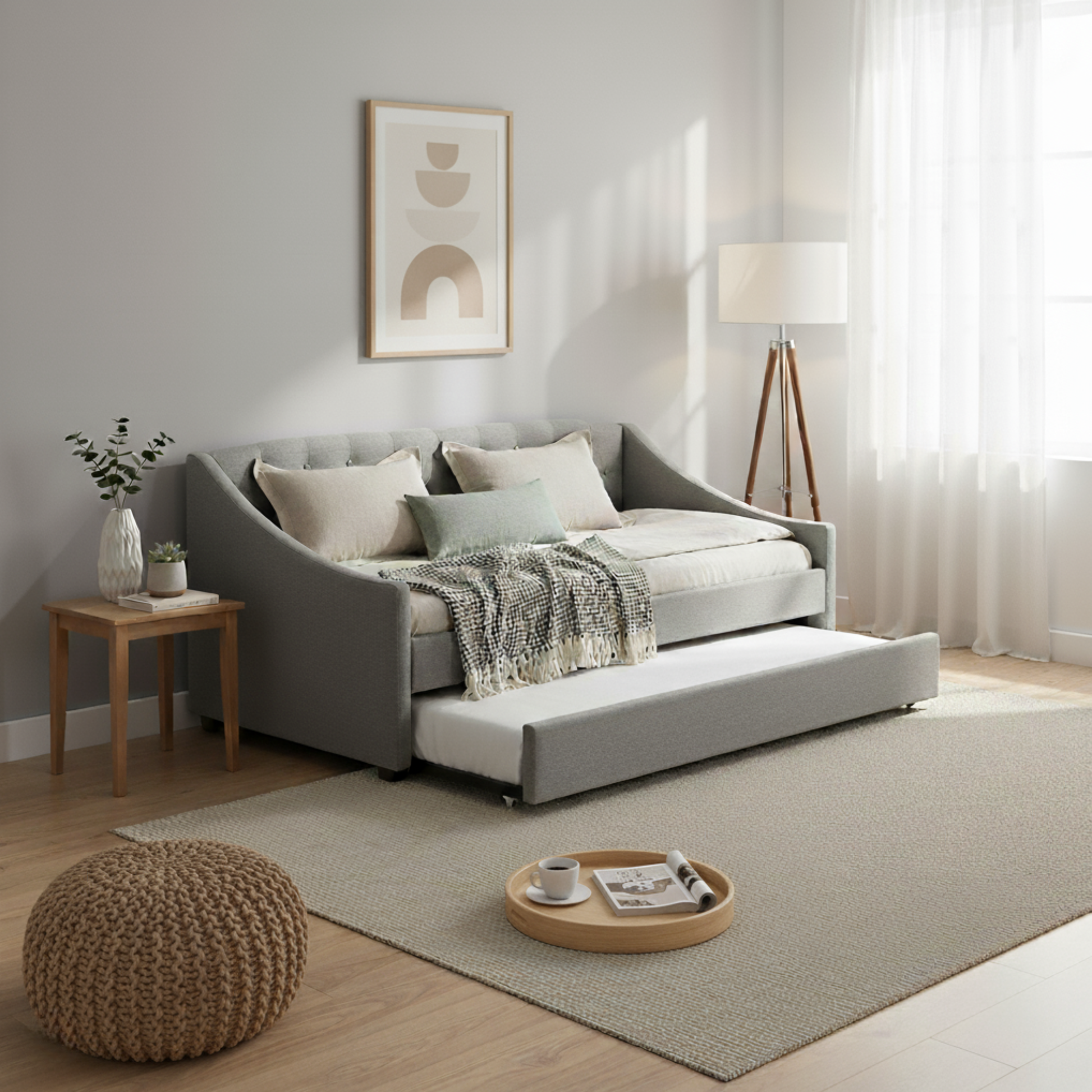 MODE Trina Fabric Trundle Daybed, NZ Single