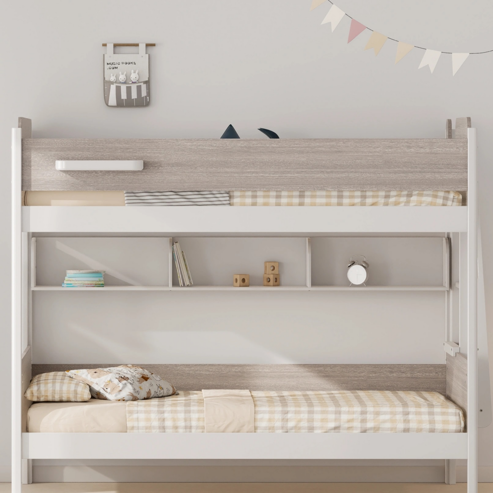 Boori Natty Bookshelf for Single Bunk, Barley White