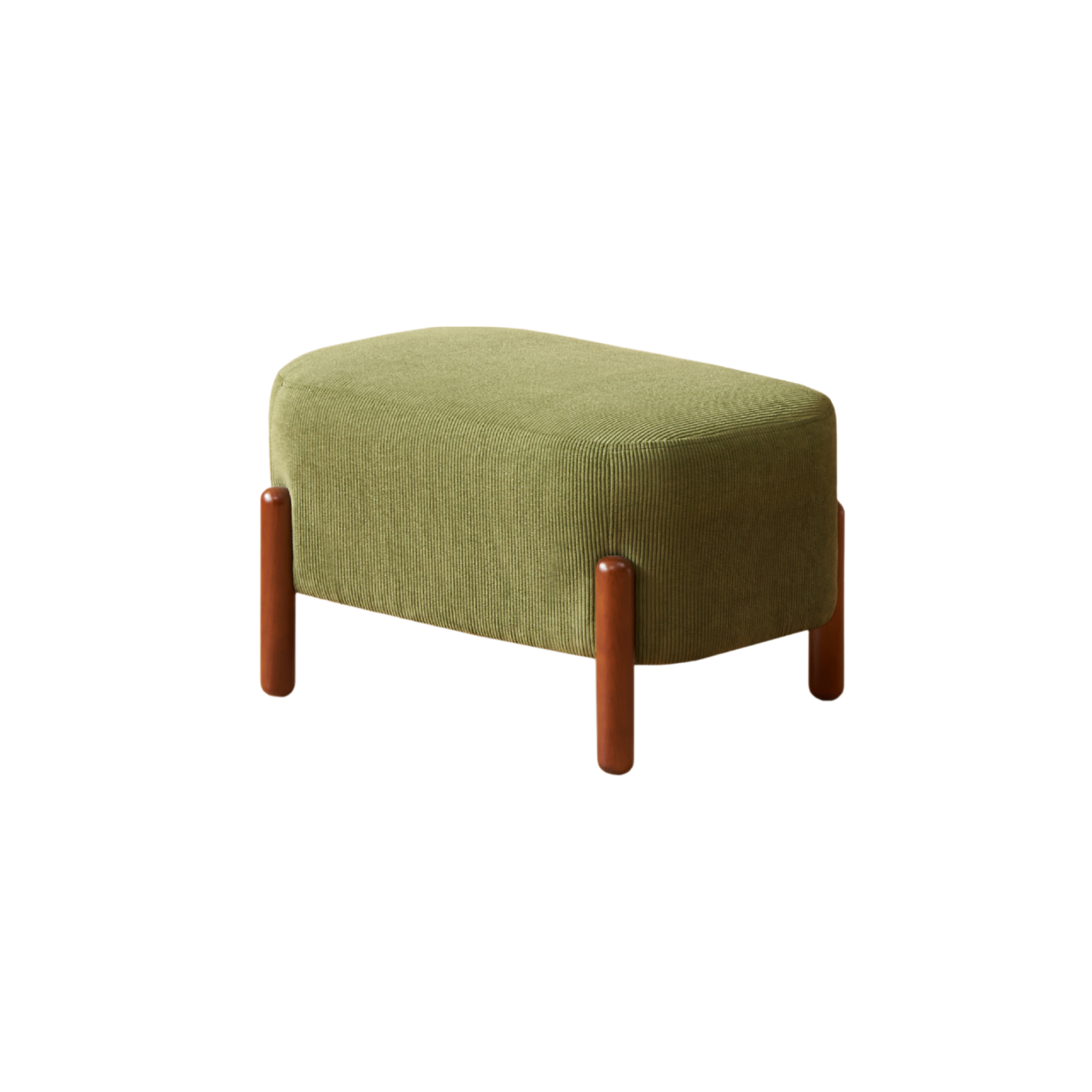 Solidwood Bluro Corduroy Ottoman, Green