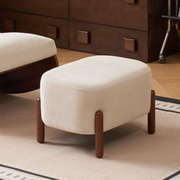 Solidwood Bluro Corduroy Ottoman, Neutral White