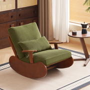 Solidwood Bluro Corduroy Rocking Chair, Green