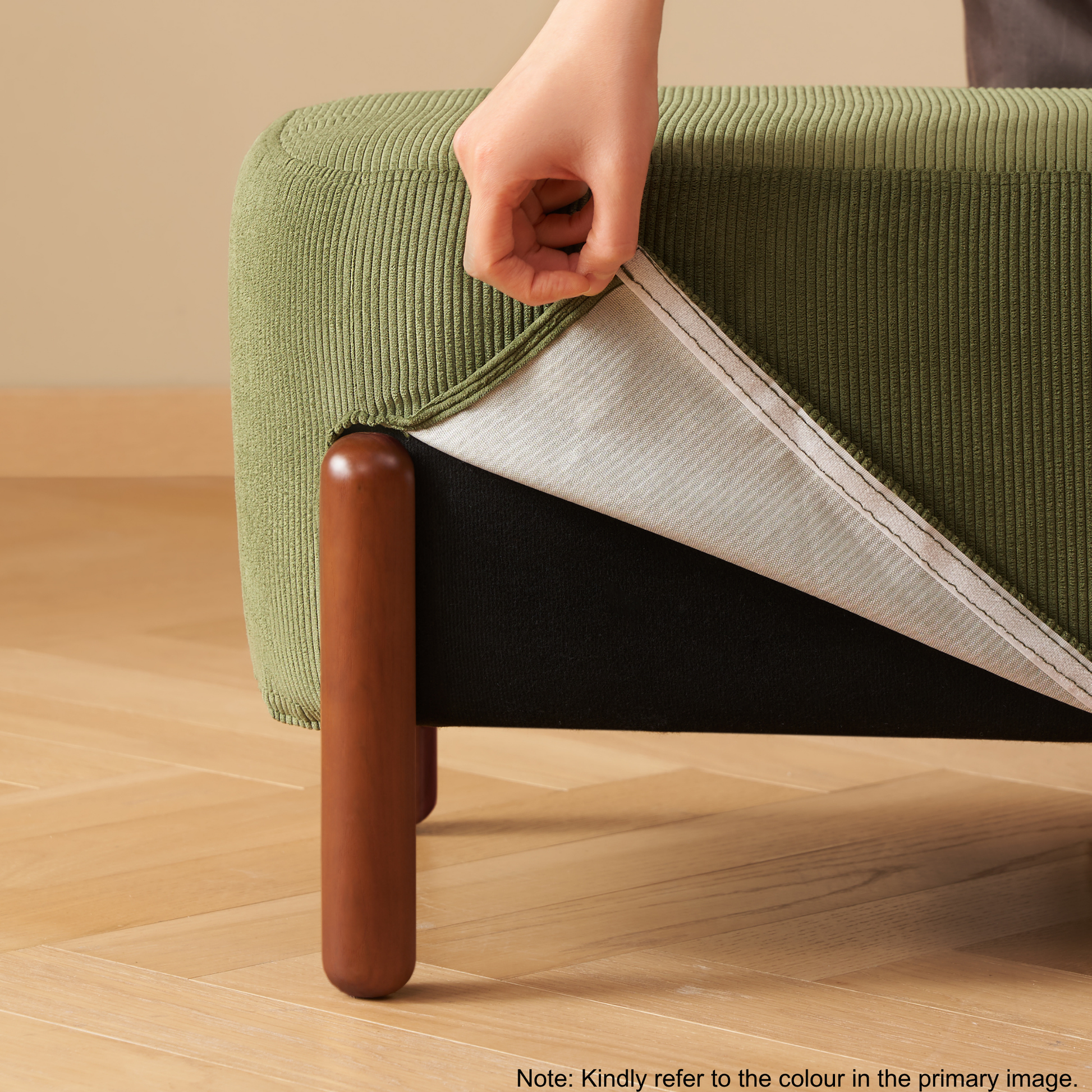 Solidwood Bluro Corduroy Rocking Chair, Neutral White