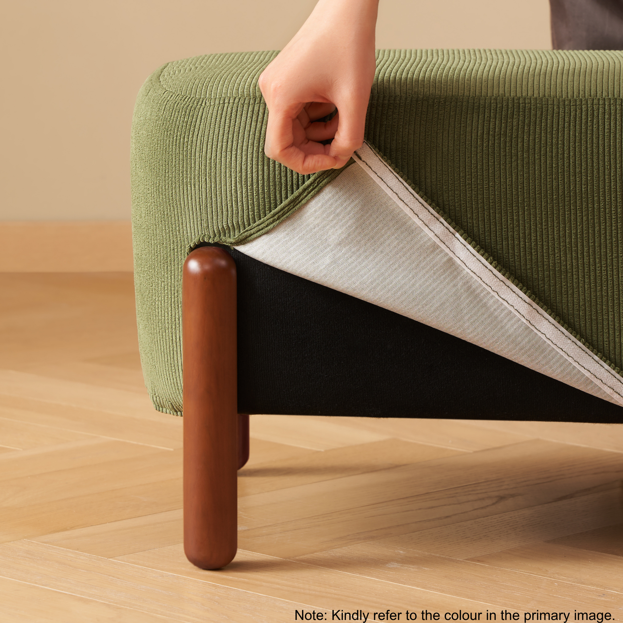 Solidwood Bluro Armless Corduroy Rocking Chair, Neutral White