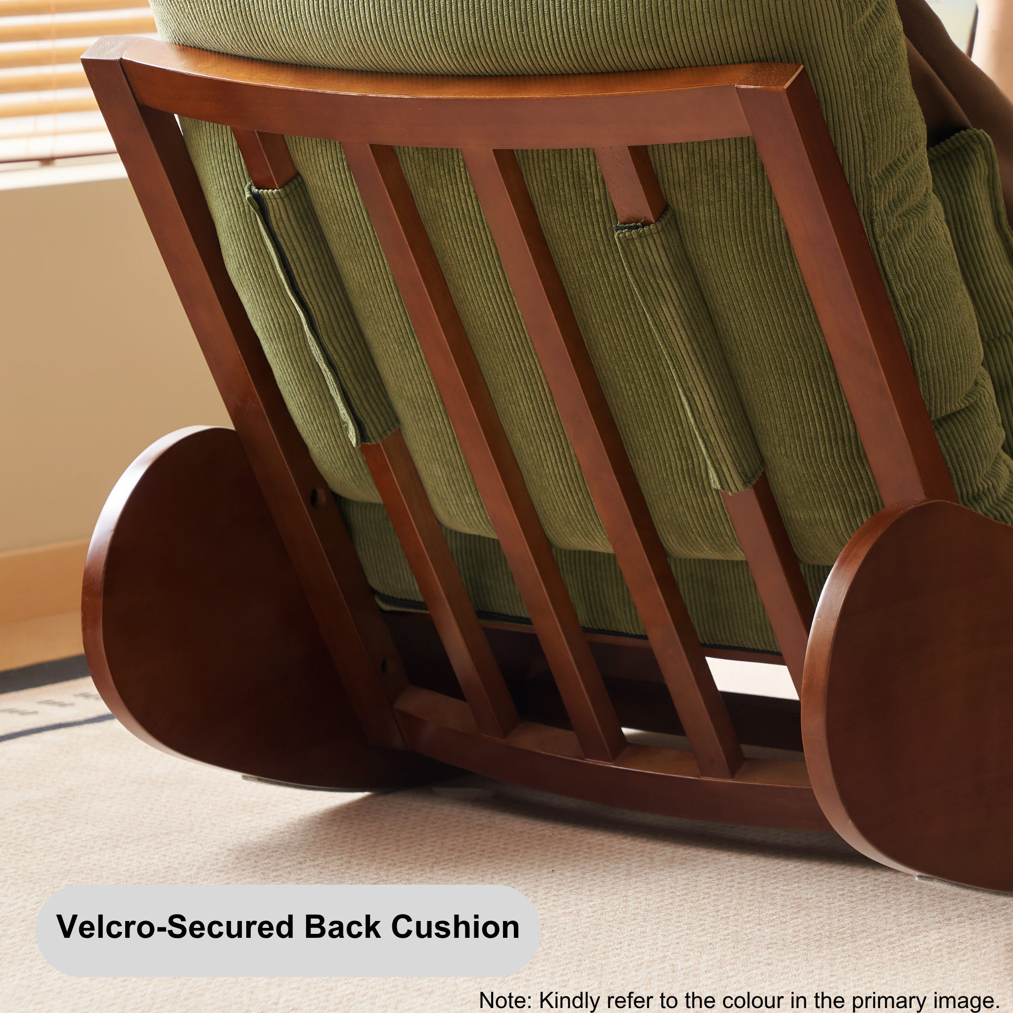 Solidwood Bluro Armless Corduroy Rocking Chair, Neutral White