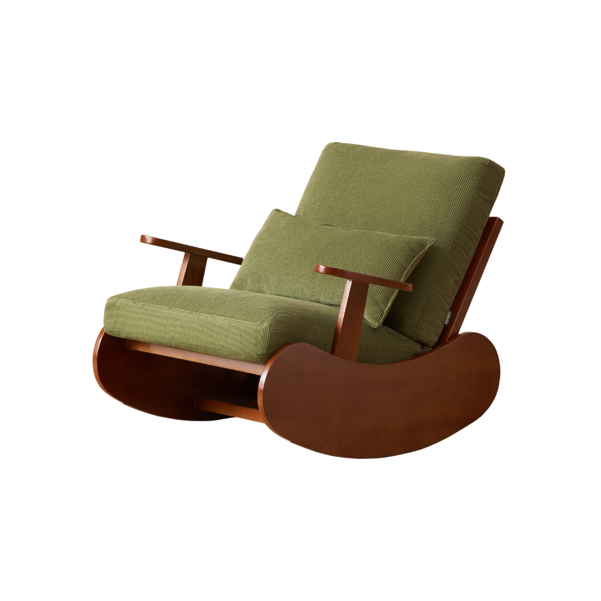 Solidwood Bluro Corduroy Rocking Chair and Ottoman Set, Green