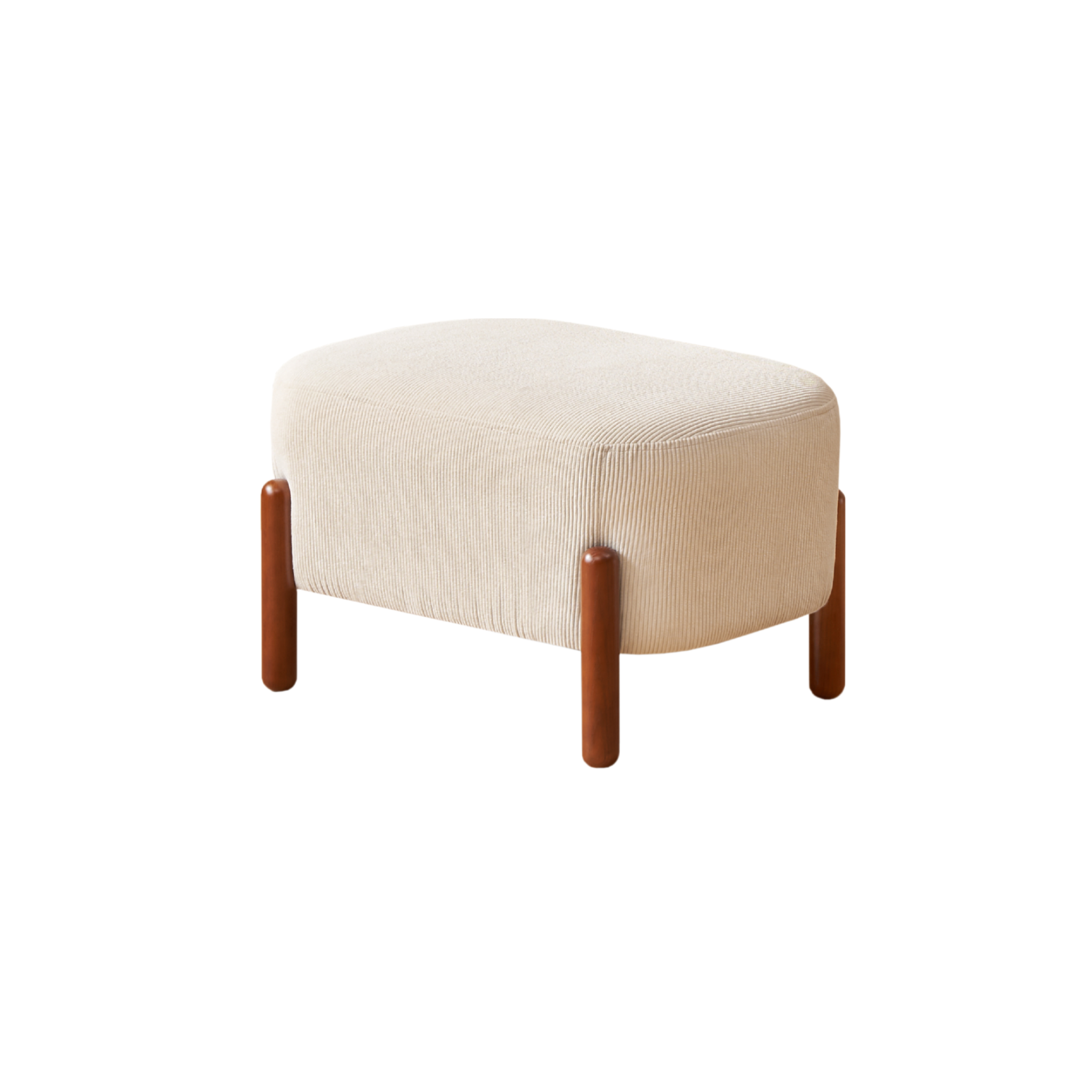 Solidwood Bluro Corduroy Rocking Chair and Ottoman Set, Neutral White