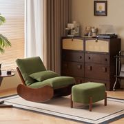 Solidwood Bluro Armless Corduroy Rocking Chair and Ottoman Set, Green