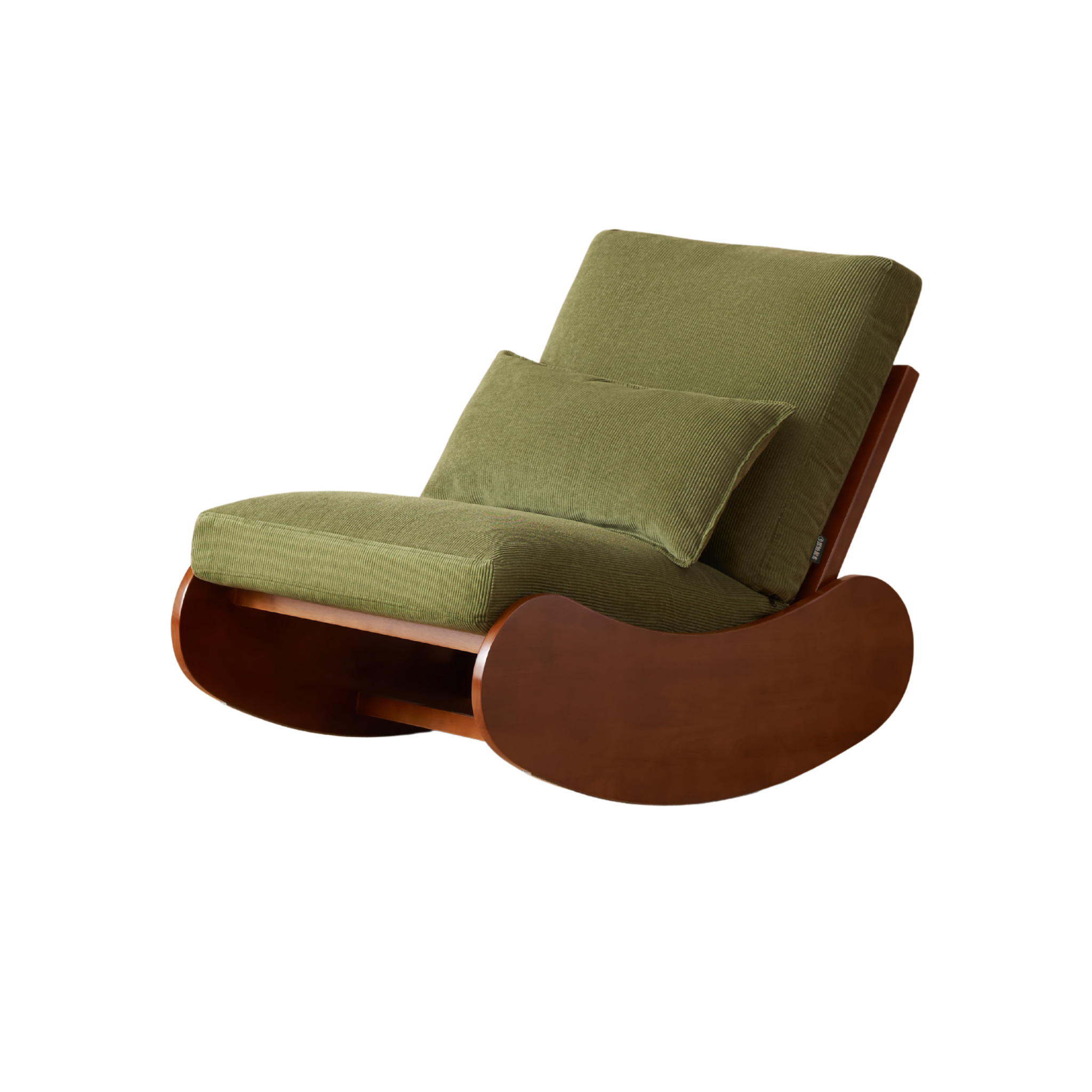 Solidwood Bluro Armless Corduroy Rocking Chair and Ottoman Set, Green