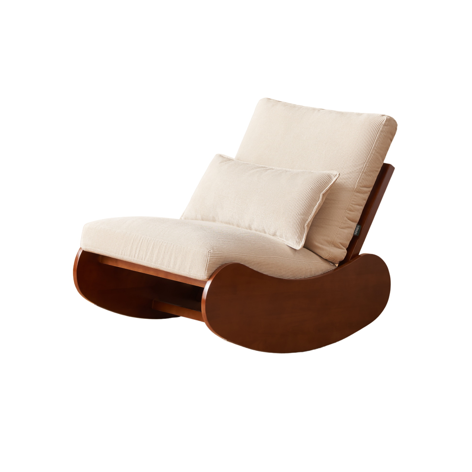 Solidwood Bluro Armless Corduroy Rocking Chair and Ottoman Set, Neutral White
