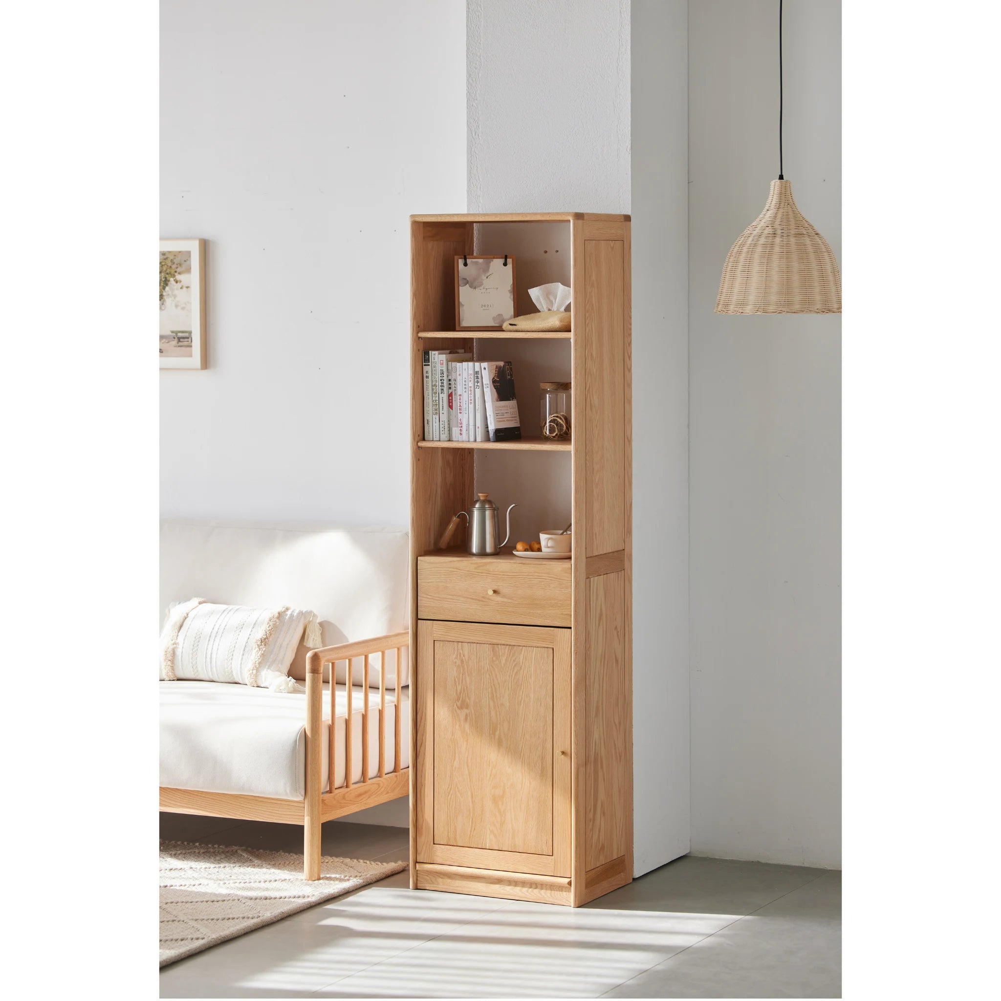 Solidwood Fuji Shoe Cabinet with Storage Rack, Oak