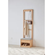Solidwood Fuji Shoe Bench with Cloth Rack, Oak