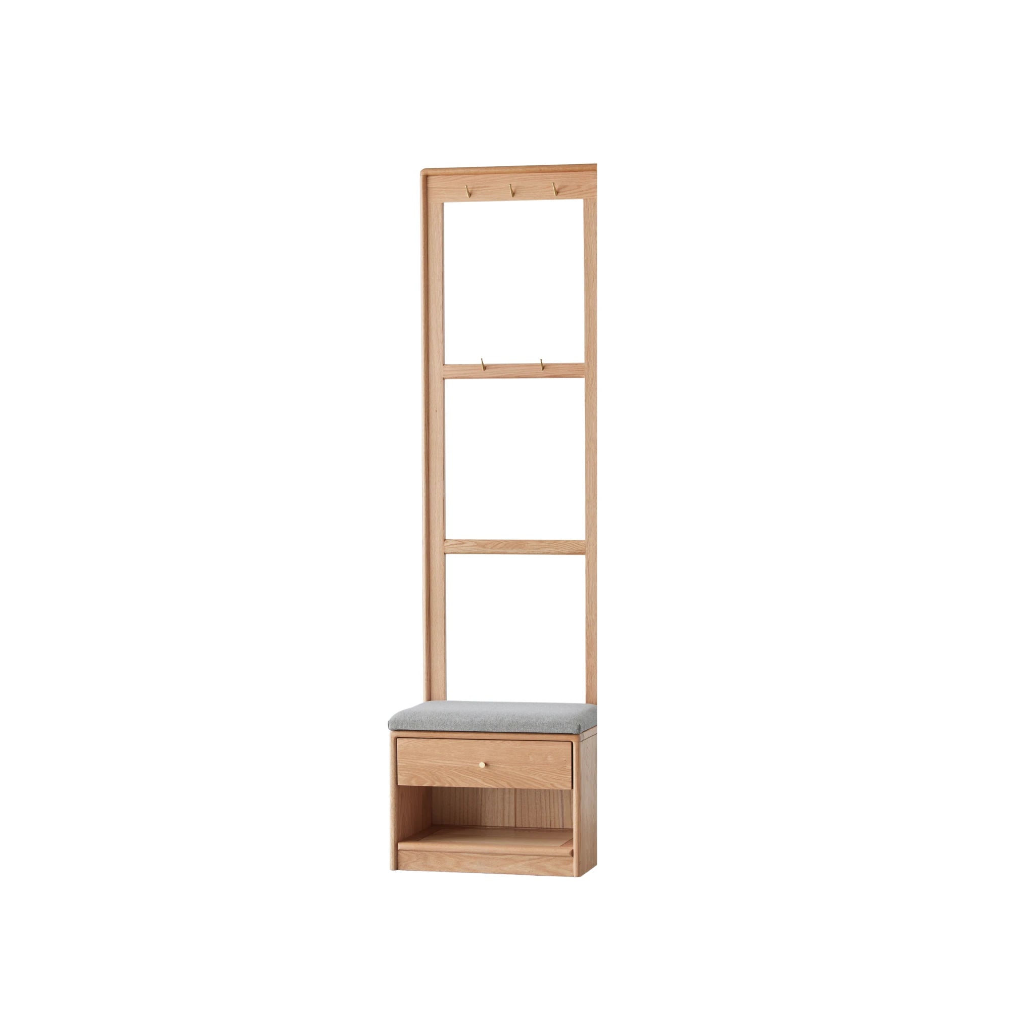 Solidwood Fuji Shoe Bench with Cloth Rack, Oak