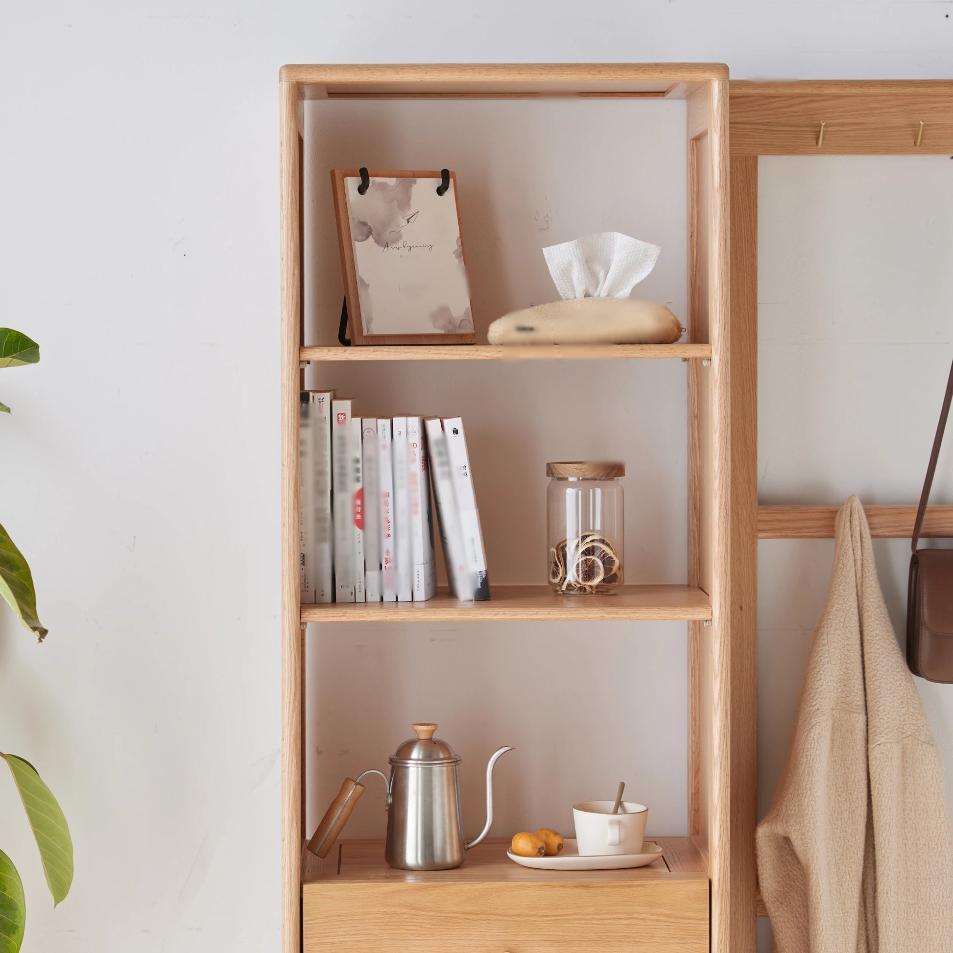 Solidwood Fuji Shoe Cabinet and Bench Set, Oak