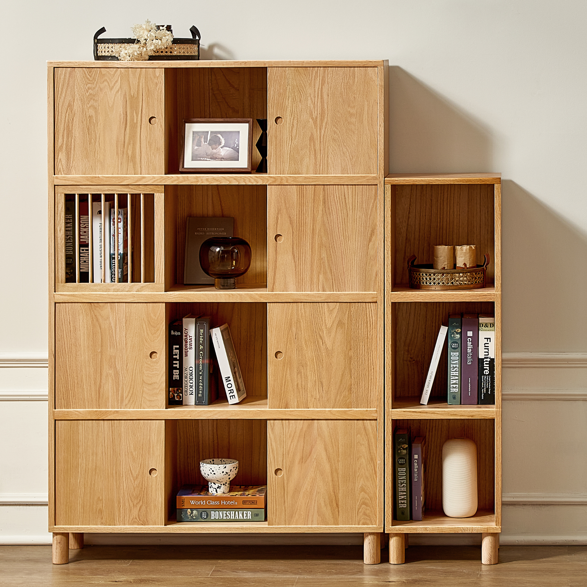 Solidwood Gleam 3-Cube Bookcase, Oak