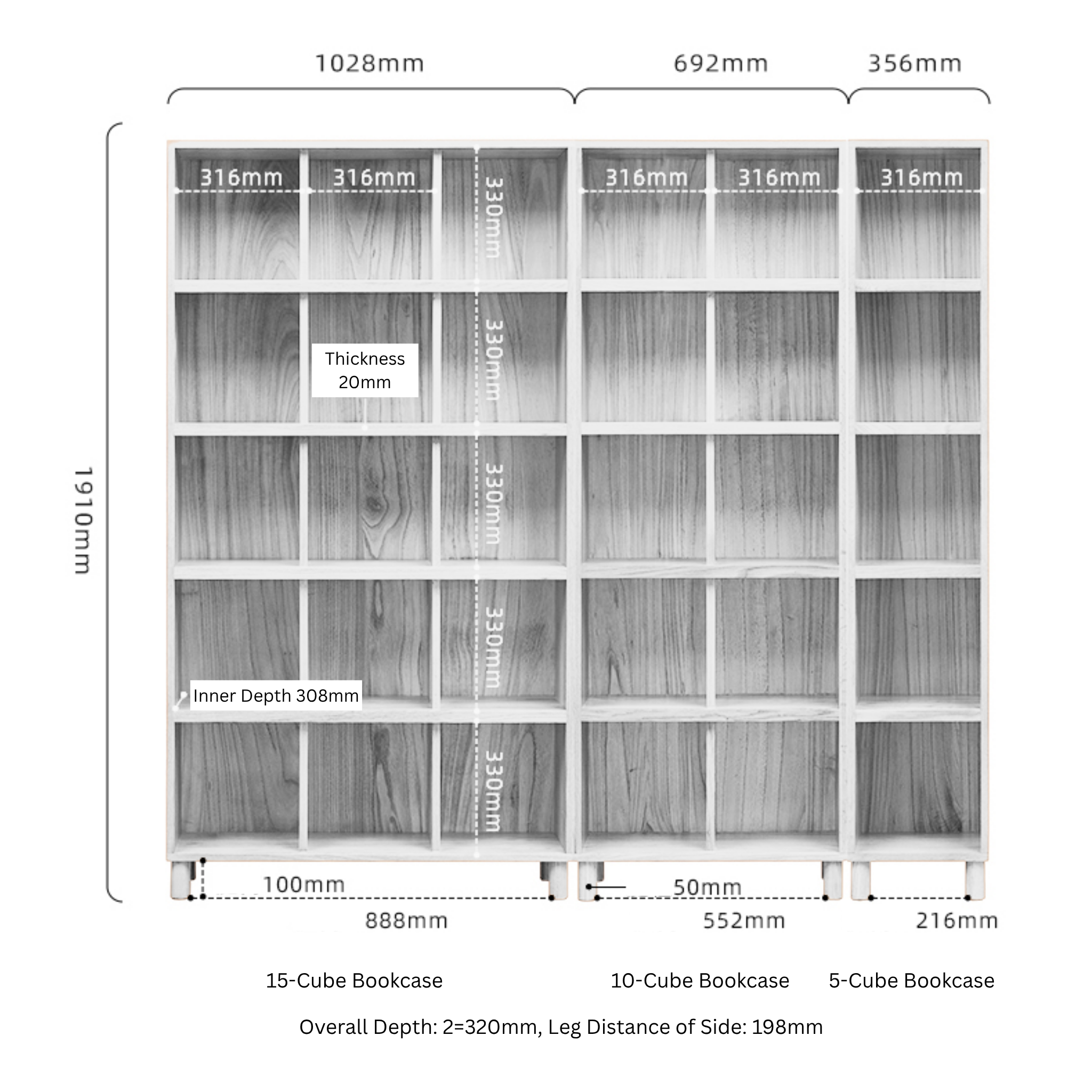 Solidwood Gleam 15-Cube Bookcase, Oak