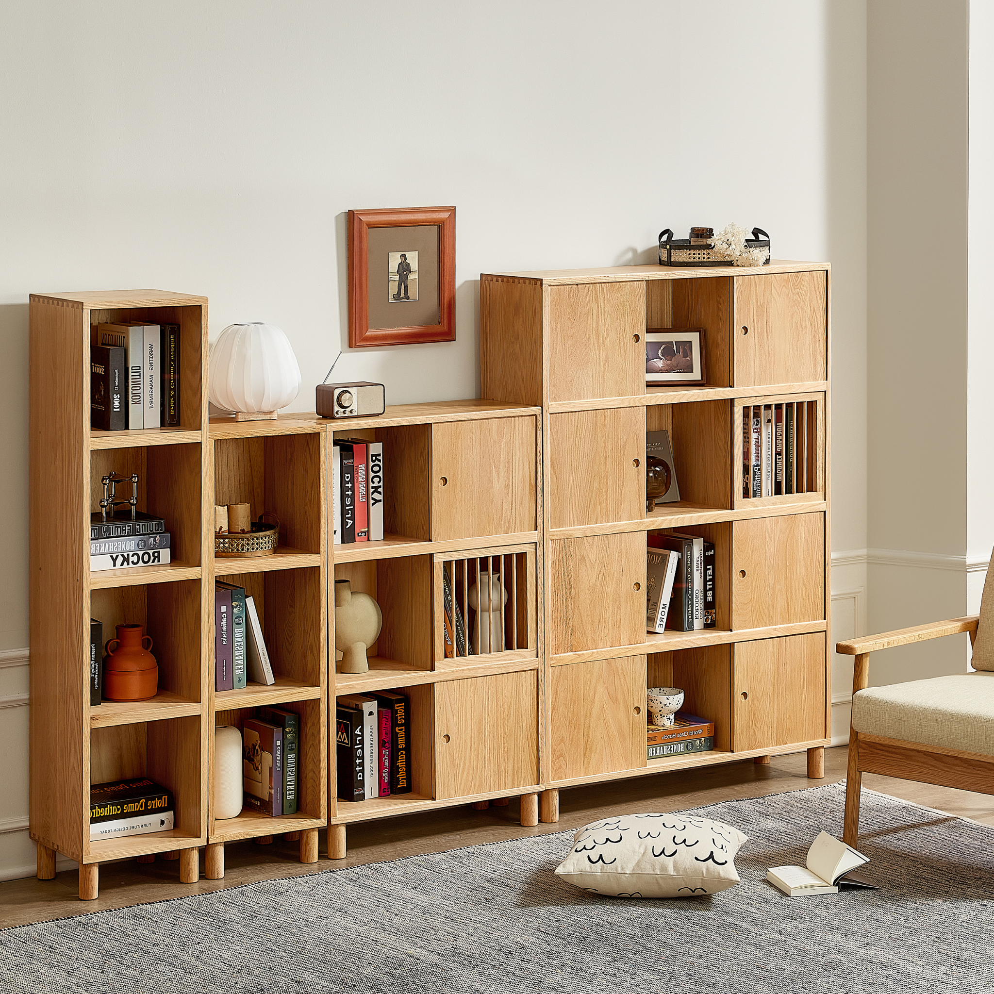 Solidwood Gleam Slatted Bookcase Door, Oak