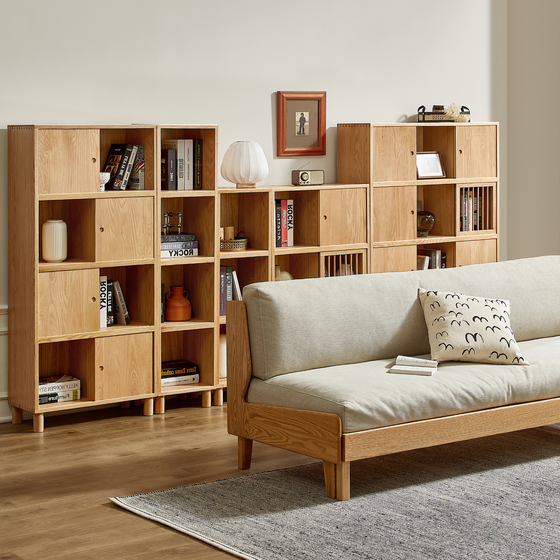 Solidwood Gleam Slatted Bookcase Door, Oak