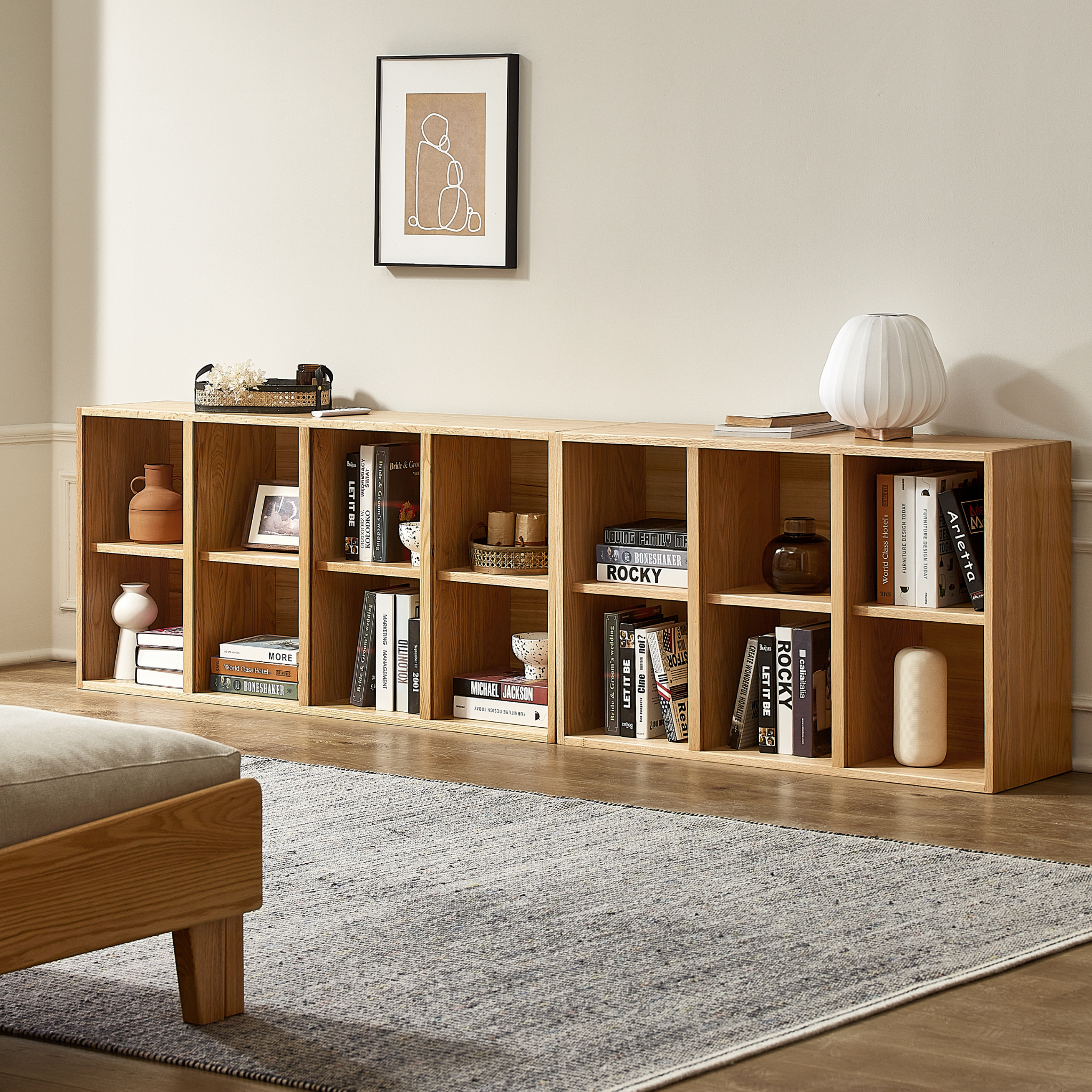 Solidwood Gleam 4-Cube Bookcase, Oak