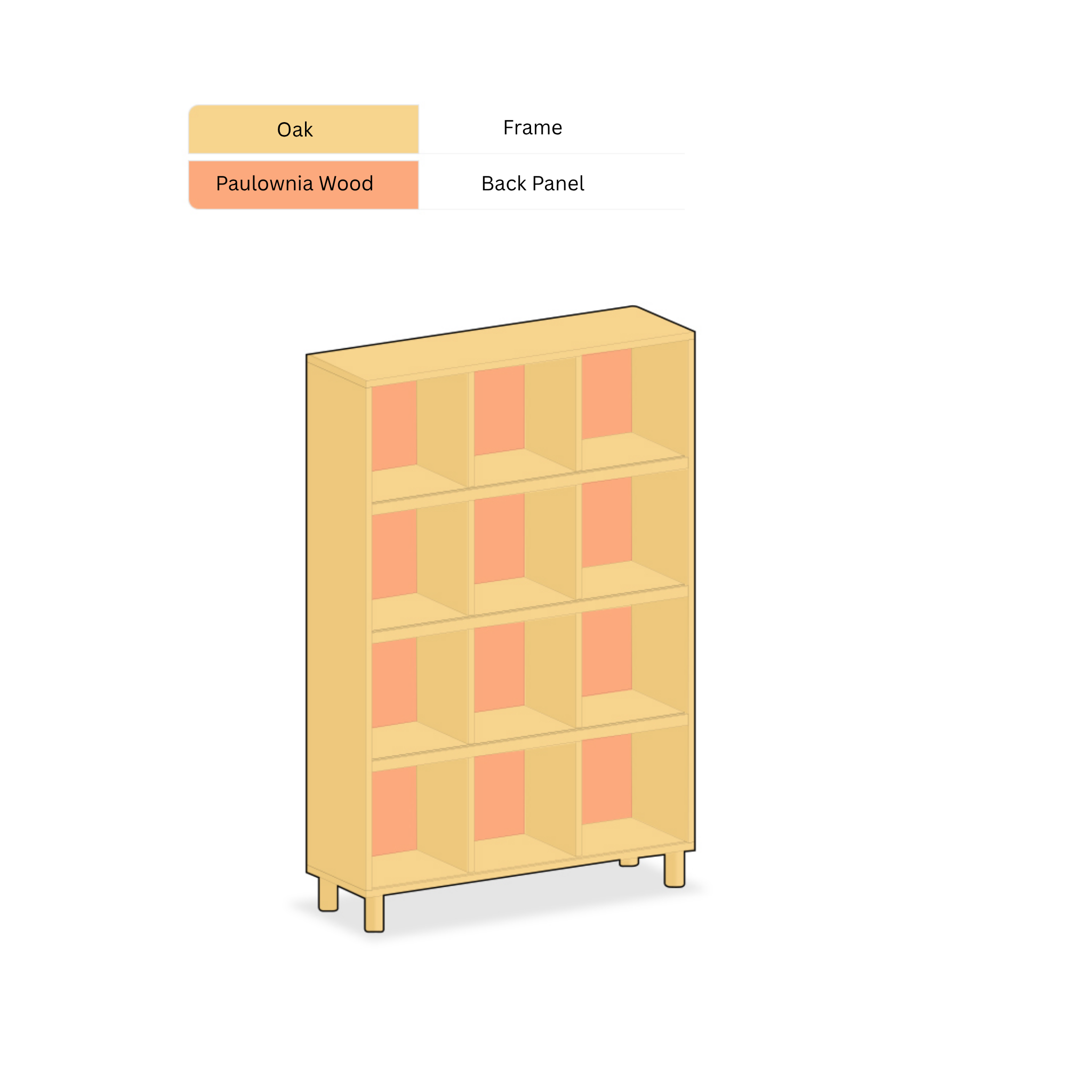 Solidwood Gleam 12-Cube Bookcase, Oak