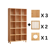 Solidwood Gleam 15-Cube Cube Bookcase with 6 Doors, Oak