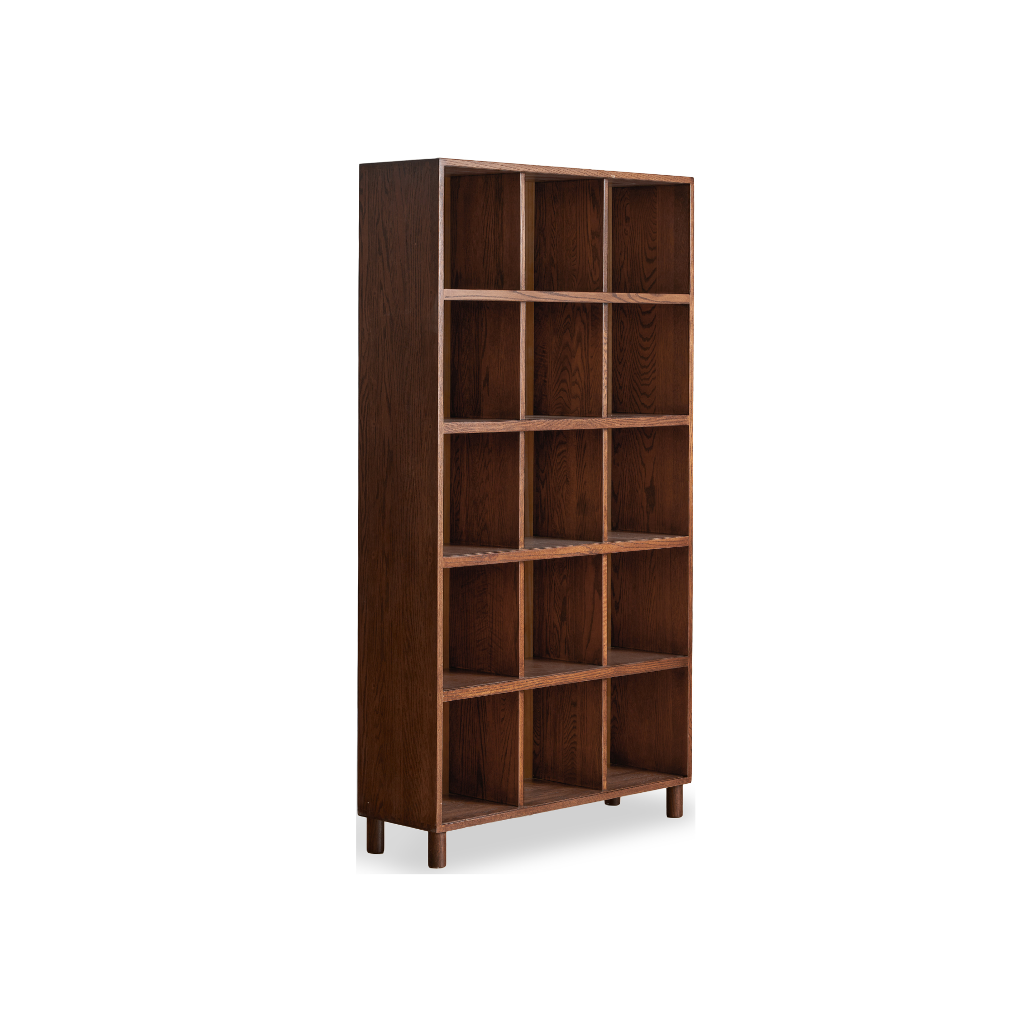 Solidwood Gleam 15-Cube Bookcase with 3 Doors, Walnut Oak