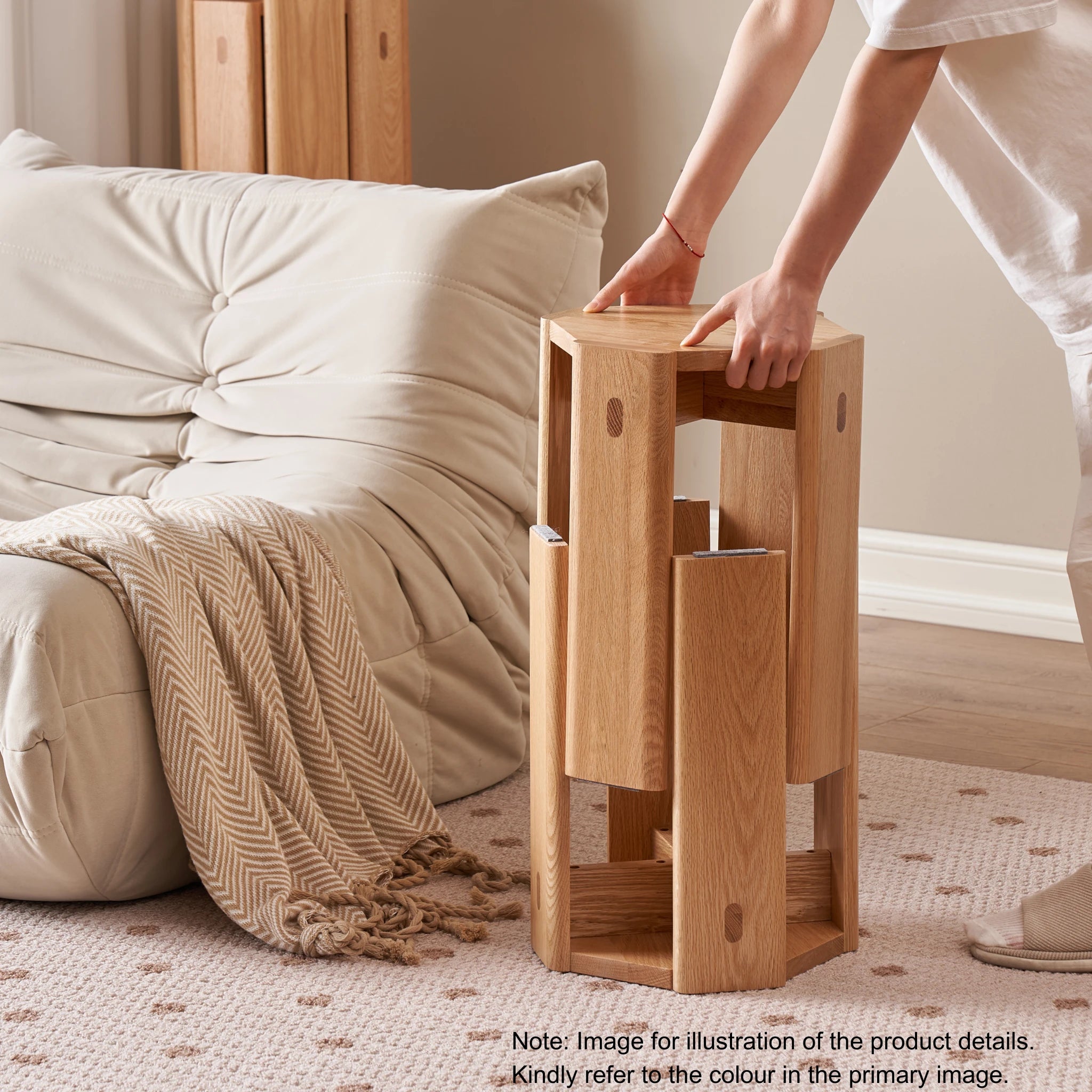 Solidwood Hemura 2-in-1 Stools, Walnut Oak