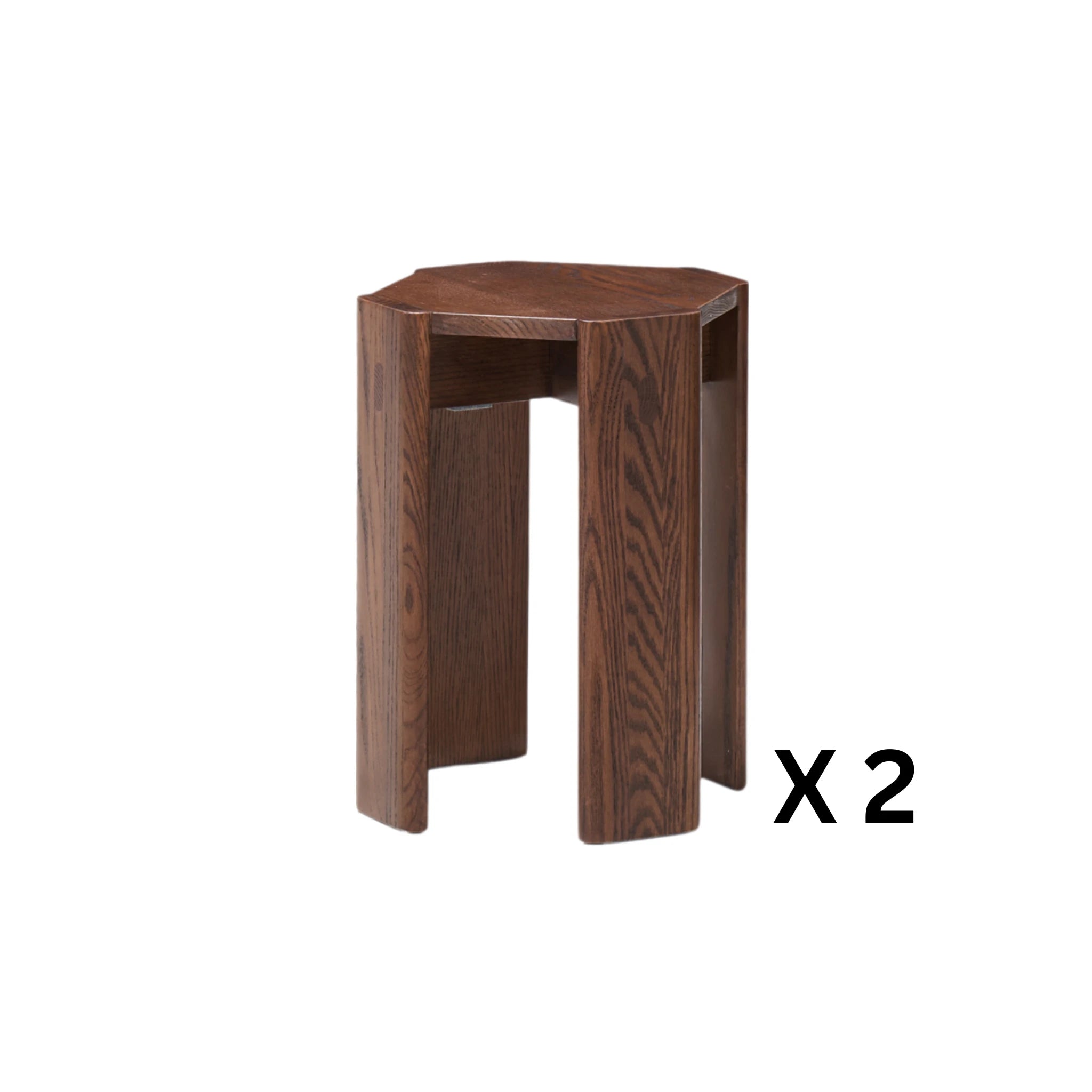 Solidwood Hemura 2-in-1 Stools, Walnut Oak