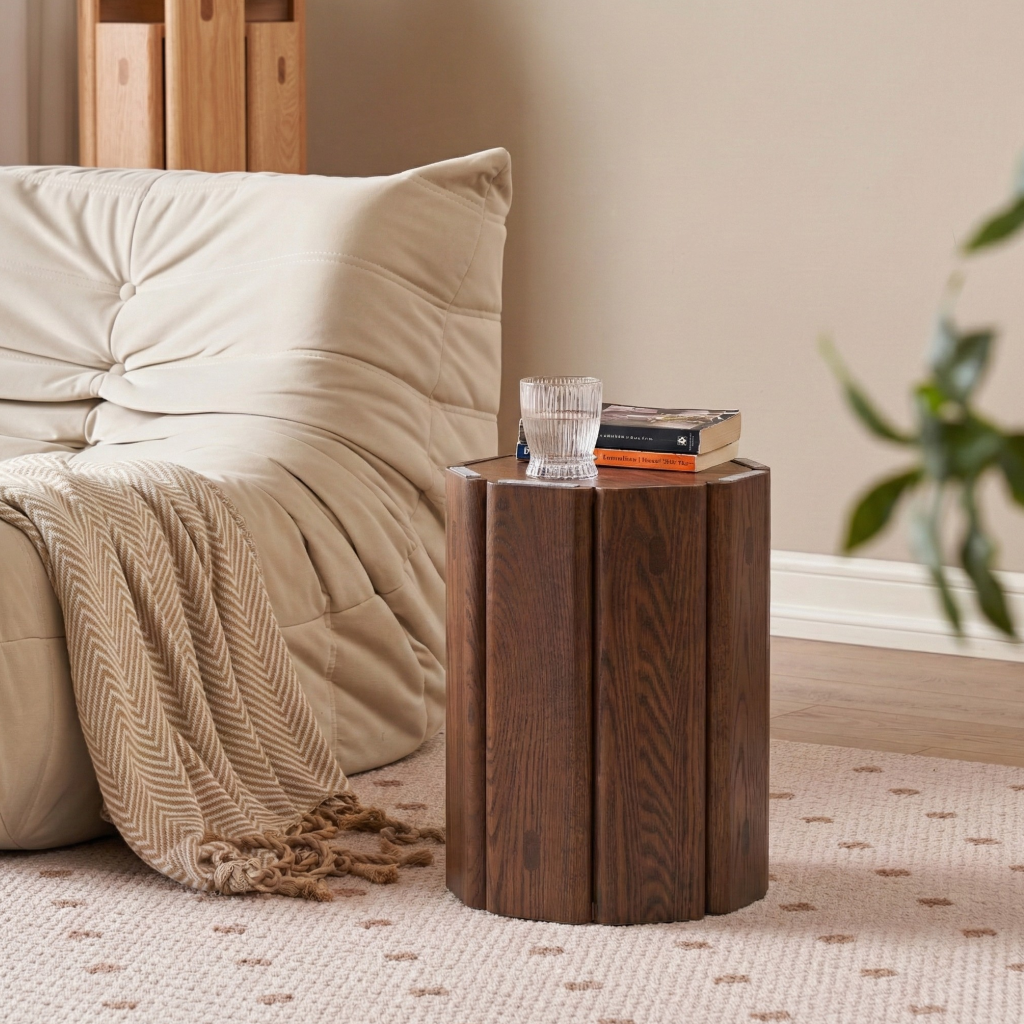 Solidwood Hemura 2-in-1 Stools, Walnut Oak