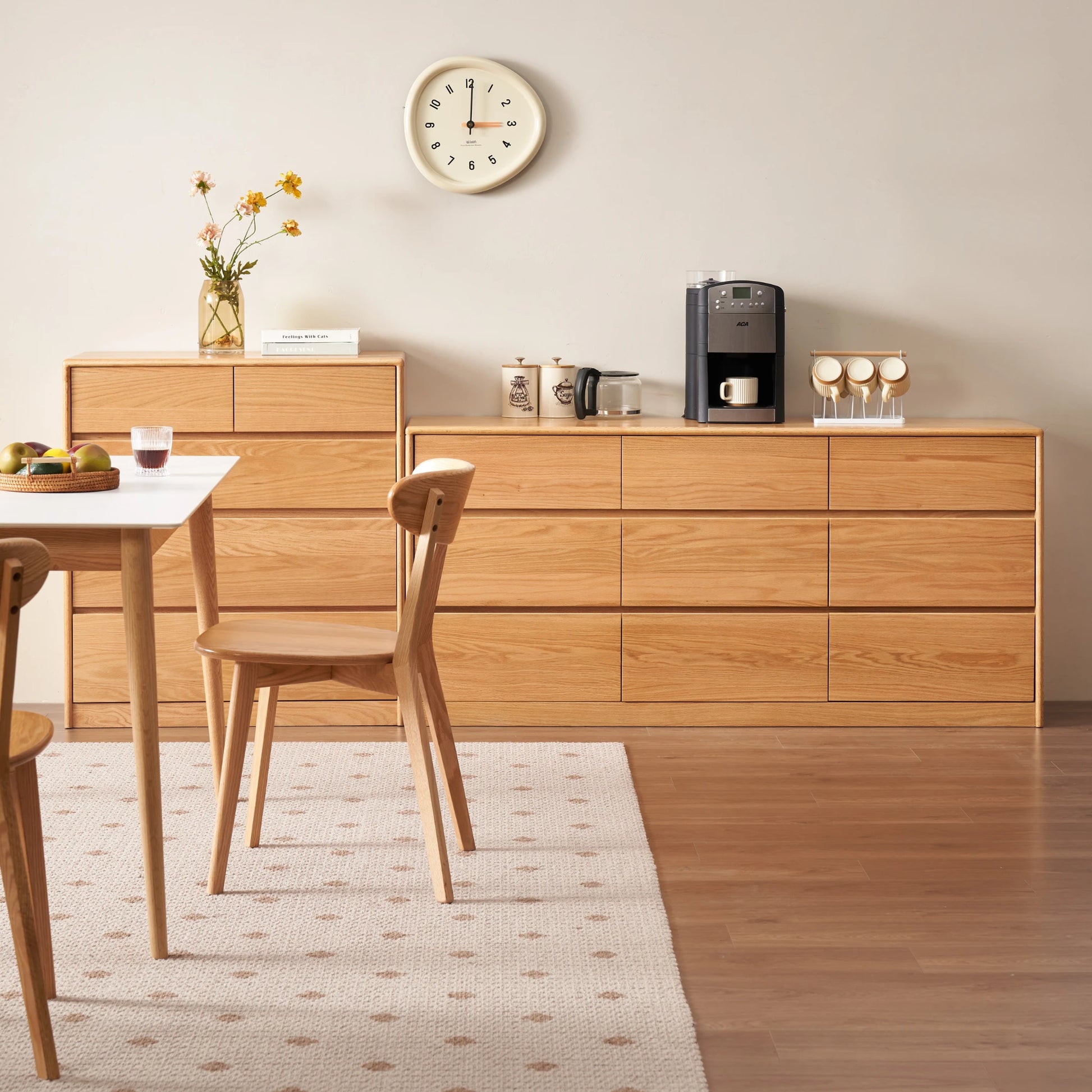 Solidwood Hemura Chest of 5 Drawers, Oak