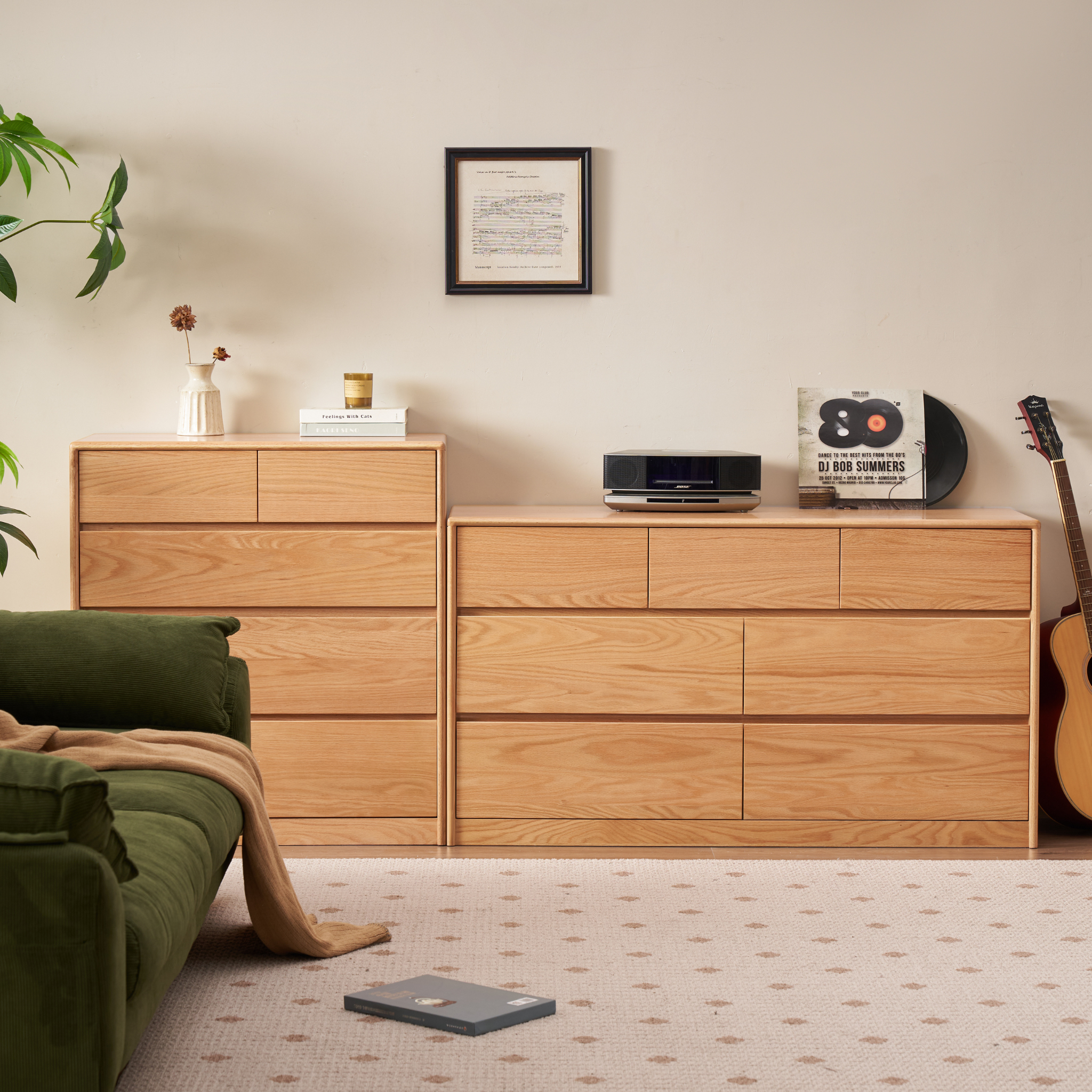 Solidwood Hemura Chest of 5 Drawers, Oak