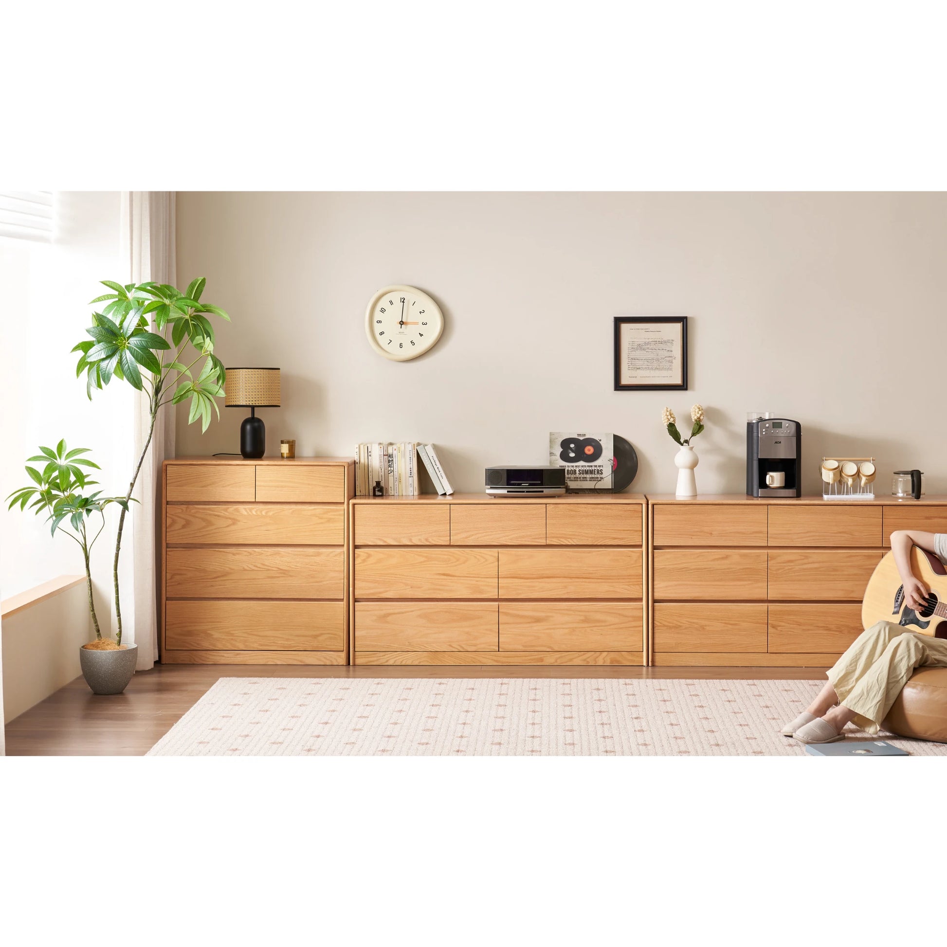 Solidwood Hemura Chest of 7 Drawers, Oak