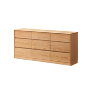 Solidwood Hemura Chest of 9 Drawers, Oak