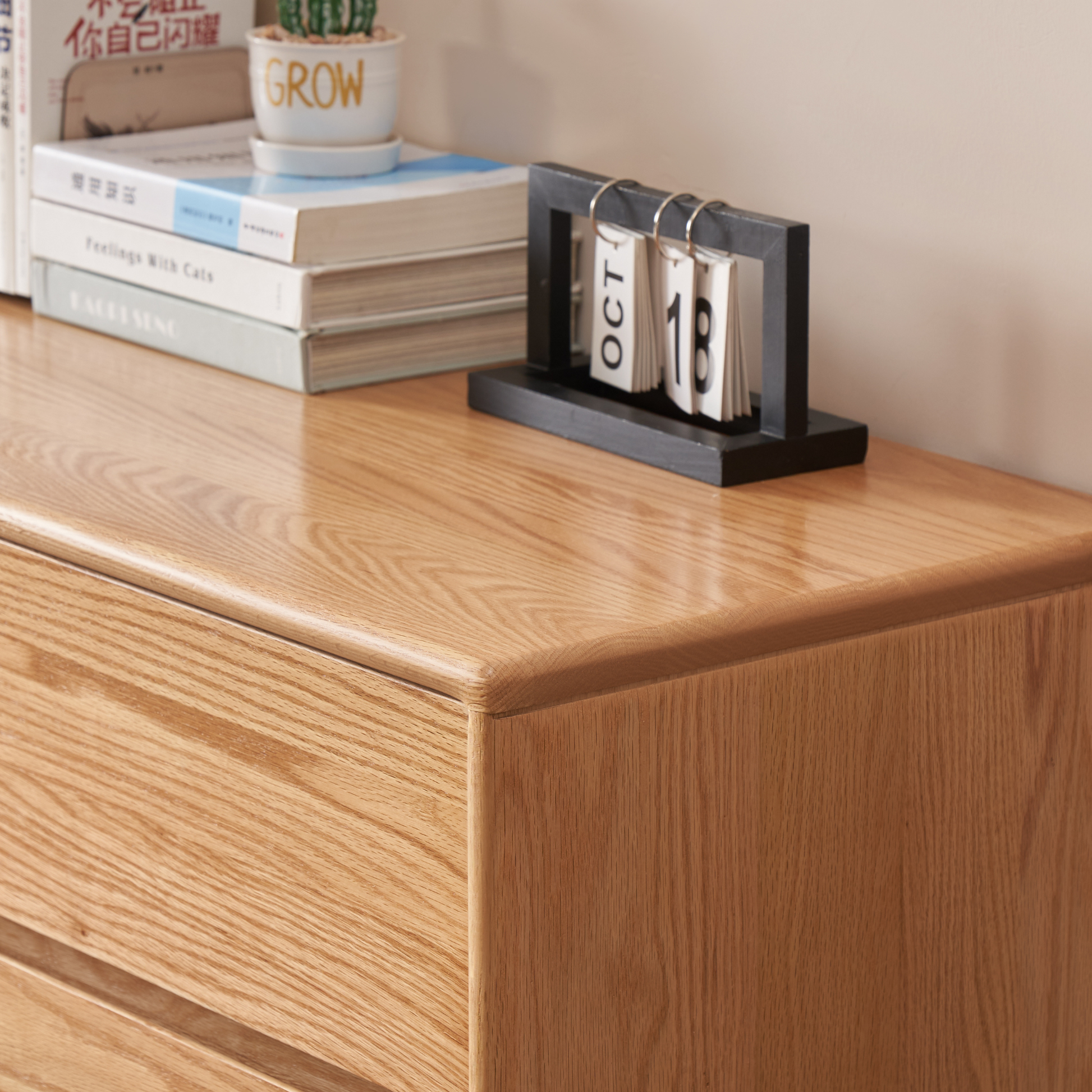Solidwood Hemura Chest of 9 Drawers, Oak