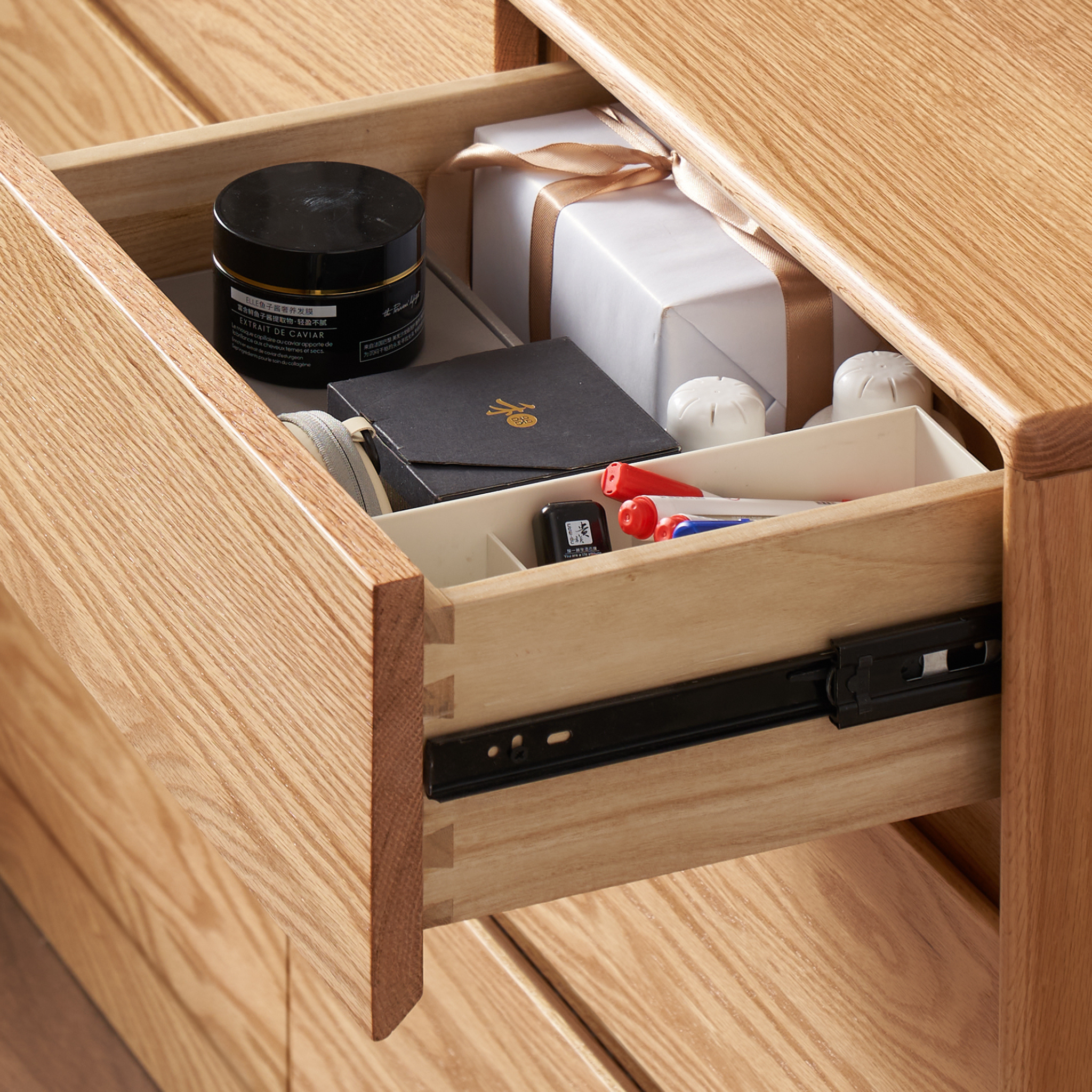 Solidwood Hemura Chest of 9 Drawers, Oak