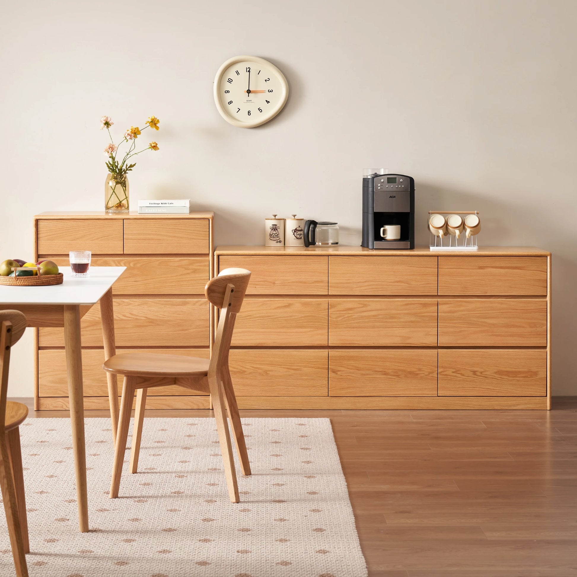 Solidwood Hemura Chest of 9 Drawers, Oak