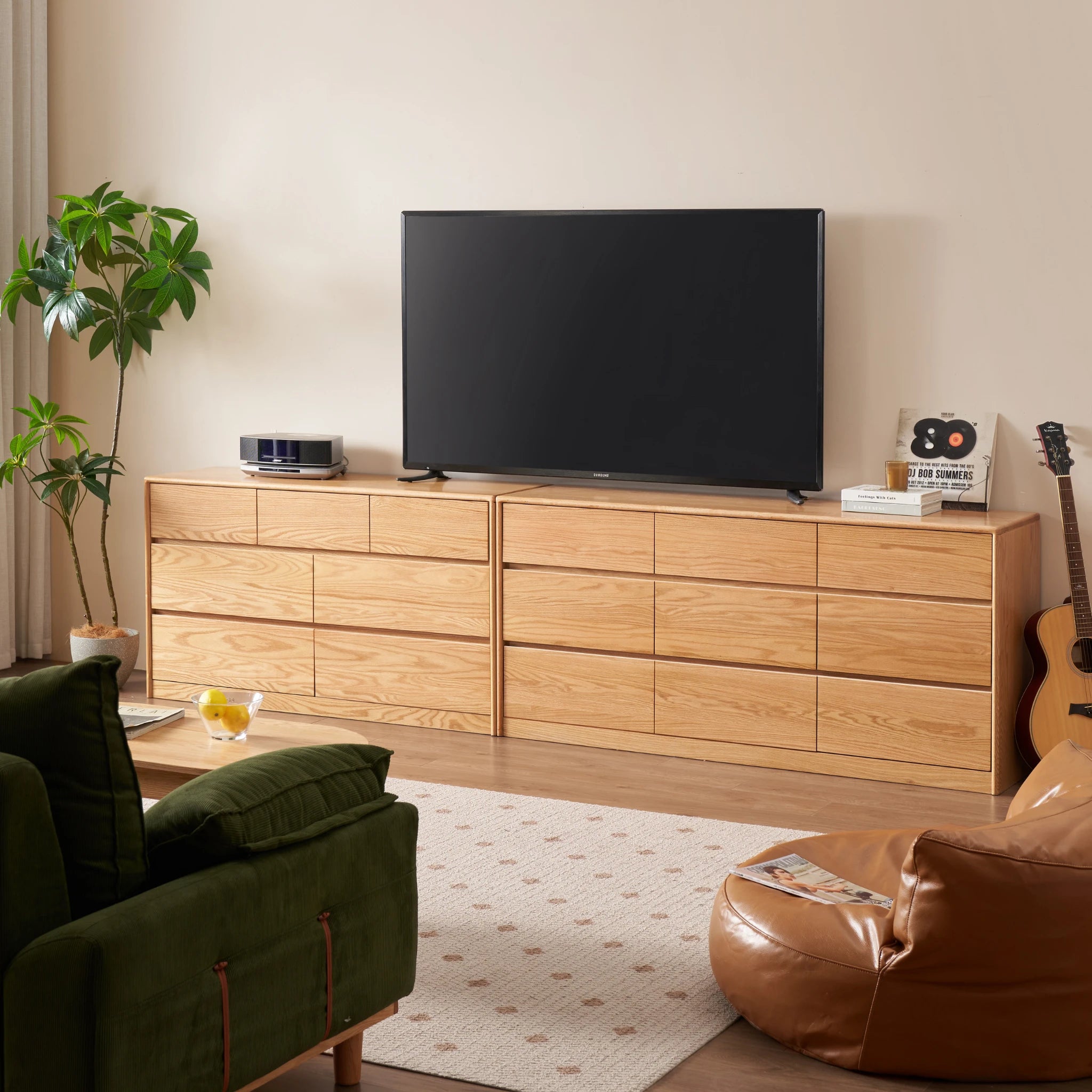 Solidwood Hemura Chest of 9 Drawers, Oak