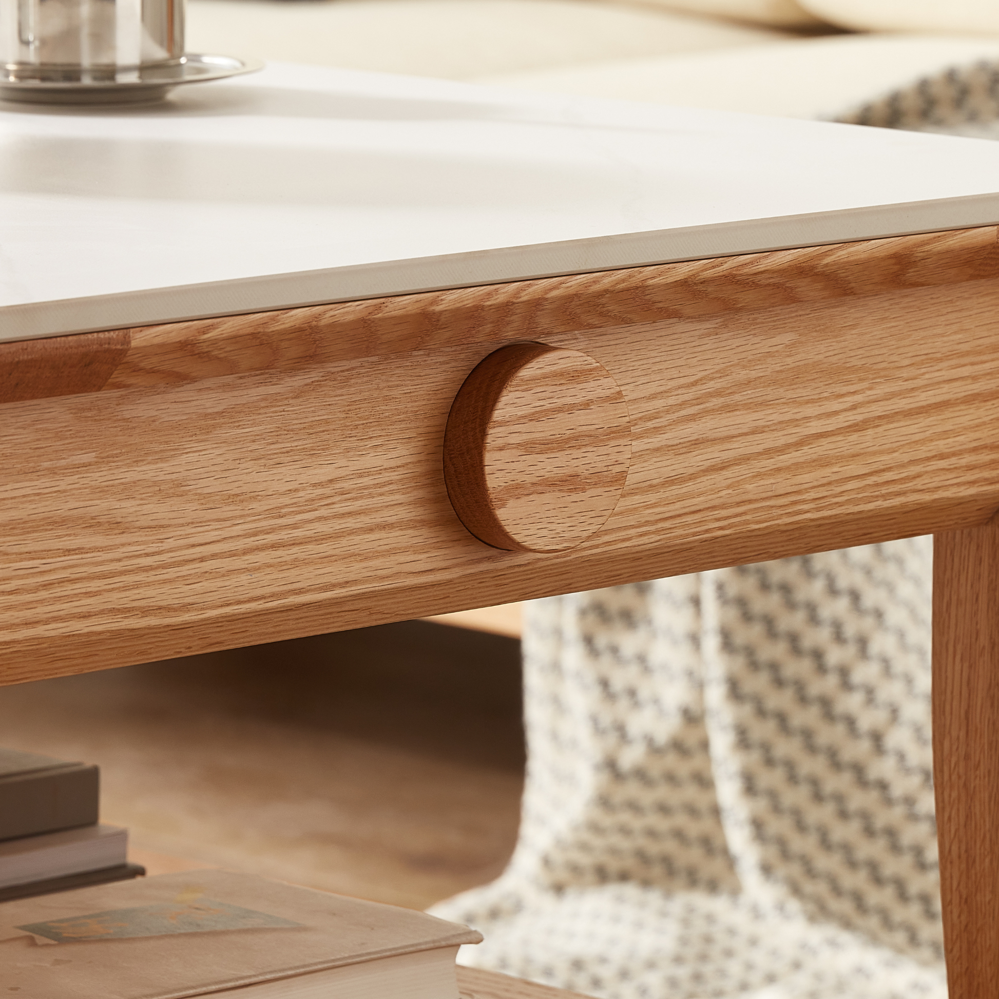 Solidwood Hemura Coffee Table with Sintered Stone Top, 100cm