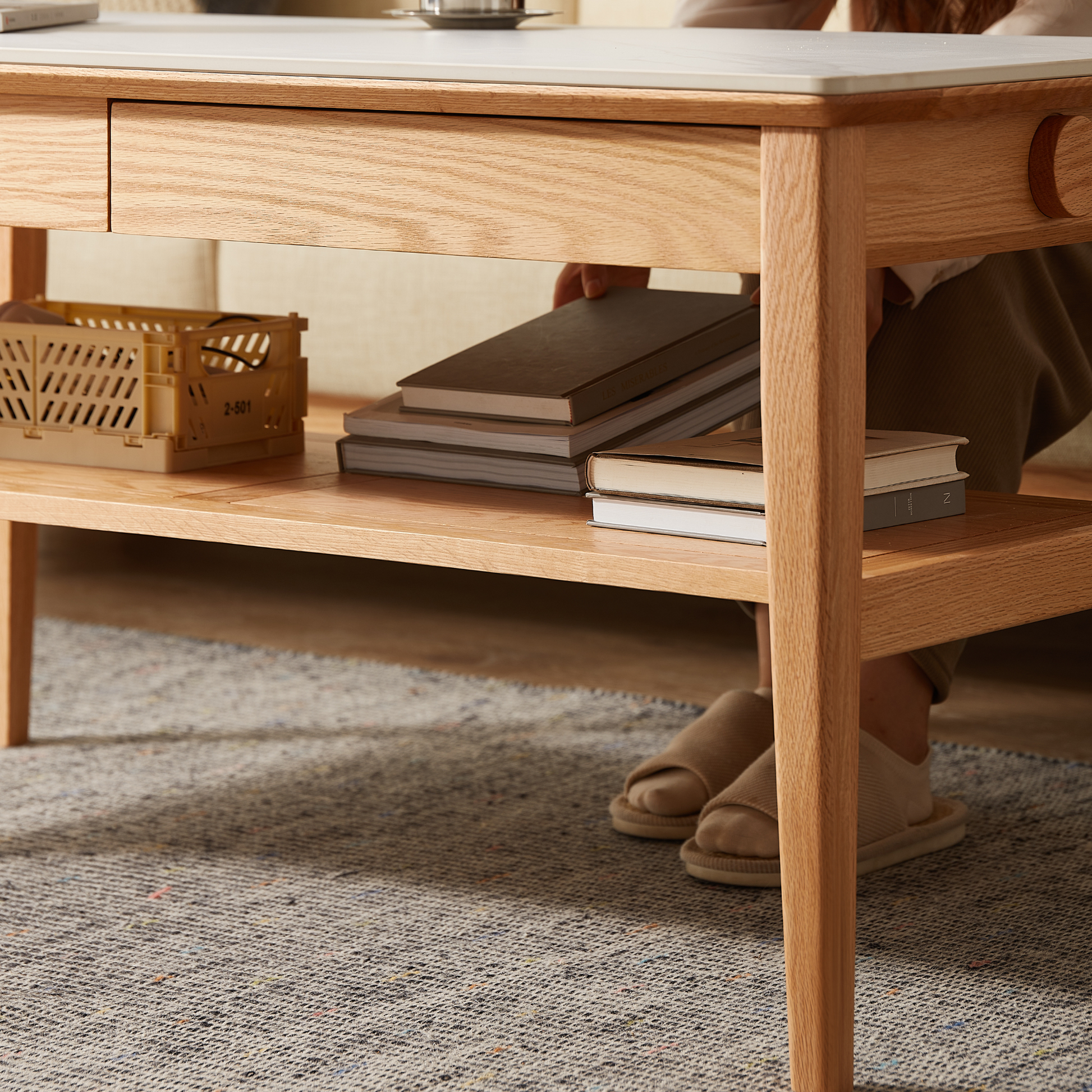 Solidwood Hemura Coffee Table with Sintered Stone Top, 120cm