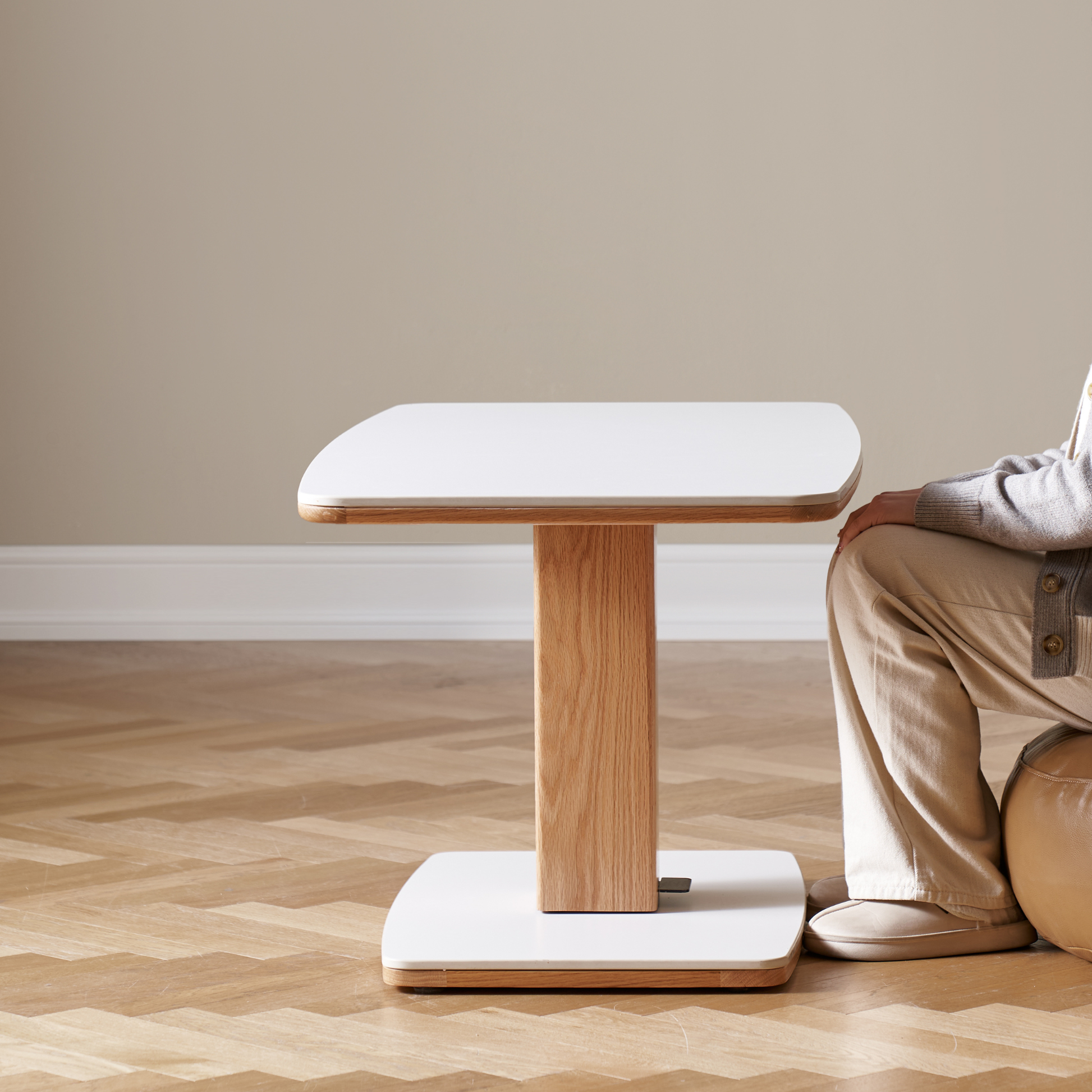Solidwood Hemura Height-Adjustable Coffee Table with Sintered Stone Top